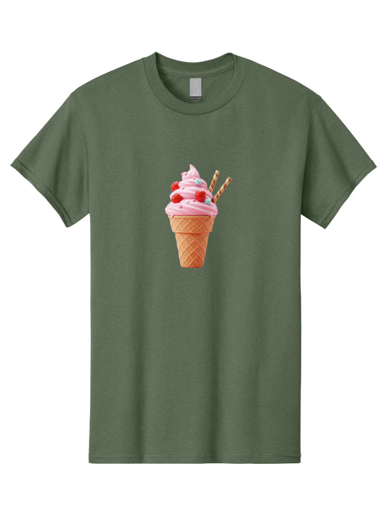 Pink-Ice-Cream-Cone Men'S Graphic Tee, 100% Cotton, Comfortable Casual Summer Wear, Machine Washable, Pink Ice Cream, Ice Cream Cone, Waffle Cone, Soft-Serve Ice Cream, Sweet Treats, Frozen Dessert, Summer Fun, Colorful Sprinkles, Bab170