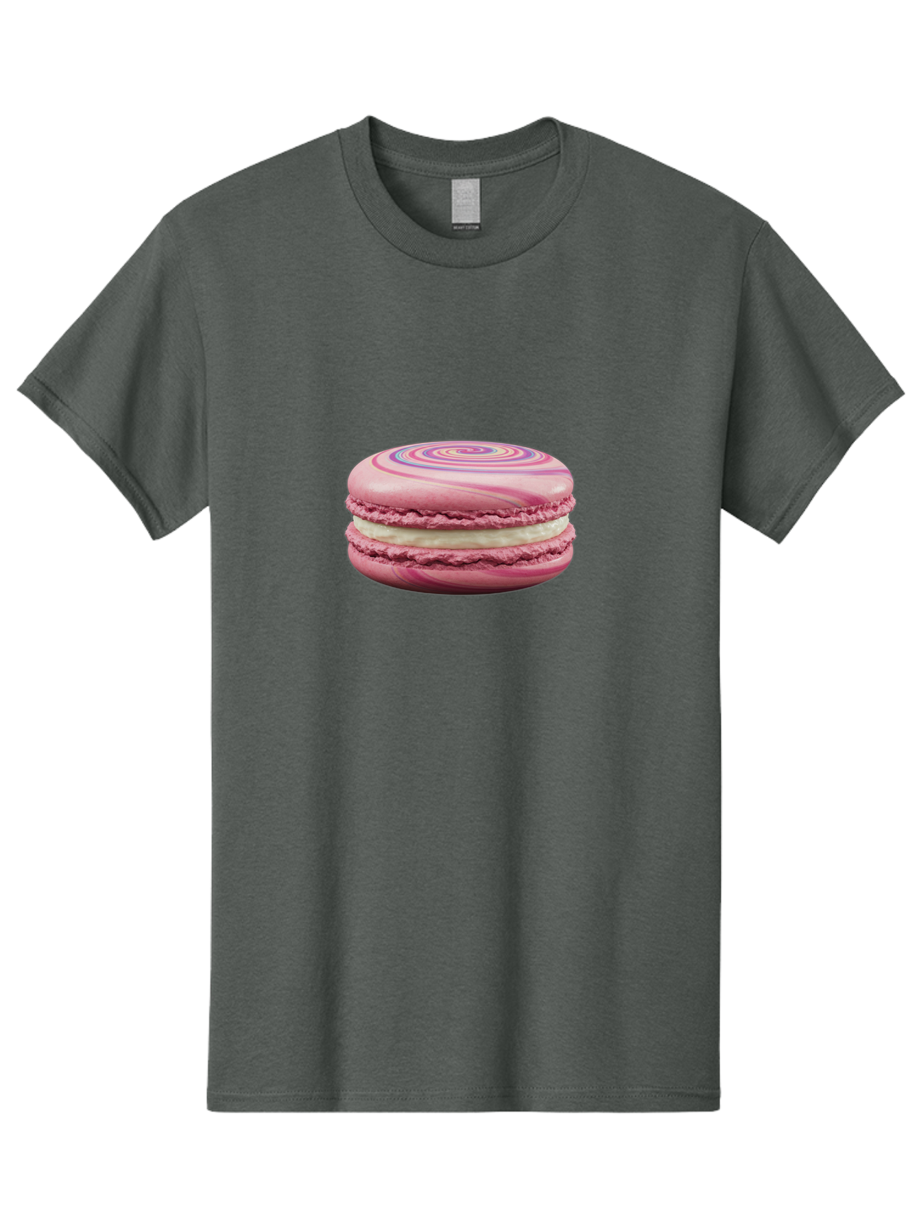 Pink-Macaron-1 Men'S Graphic Tee, 100% Cotton, Comfortable Casual Summer Wear, Machine Washable, Pink Macaron, Swirly Design, White Filling, French Dessert, Sweet Treat, Meringue-Based Cookie, Pastel Colors, Bakery Item, Dessert Lover, Foodie Bab173