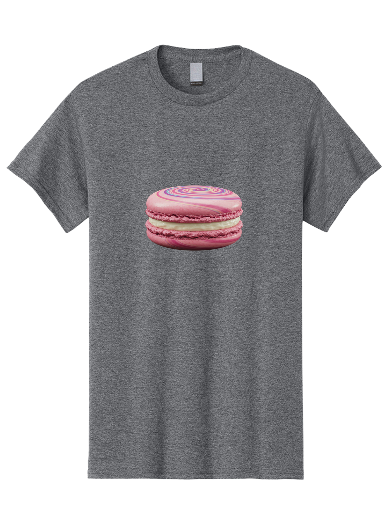 Pink-Macaron-1 Men'S Graphic Tee, 100% Cotton, Comfortable Casual Summer Wear, Machine Washable, Pink Macaron, Swirly Design, White Filling, French Dessert, Sweet Treat, Meringue-Based Cookie, Pastel Colors, Bakery Item, Dessert Lover, Foodie Bab173