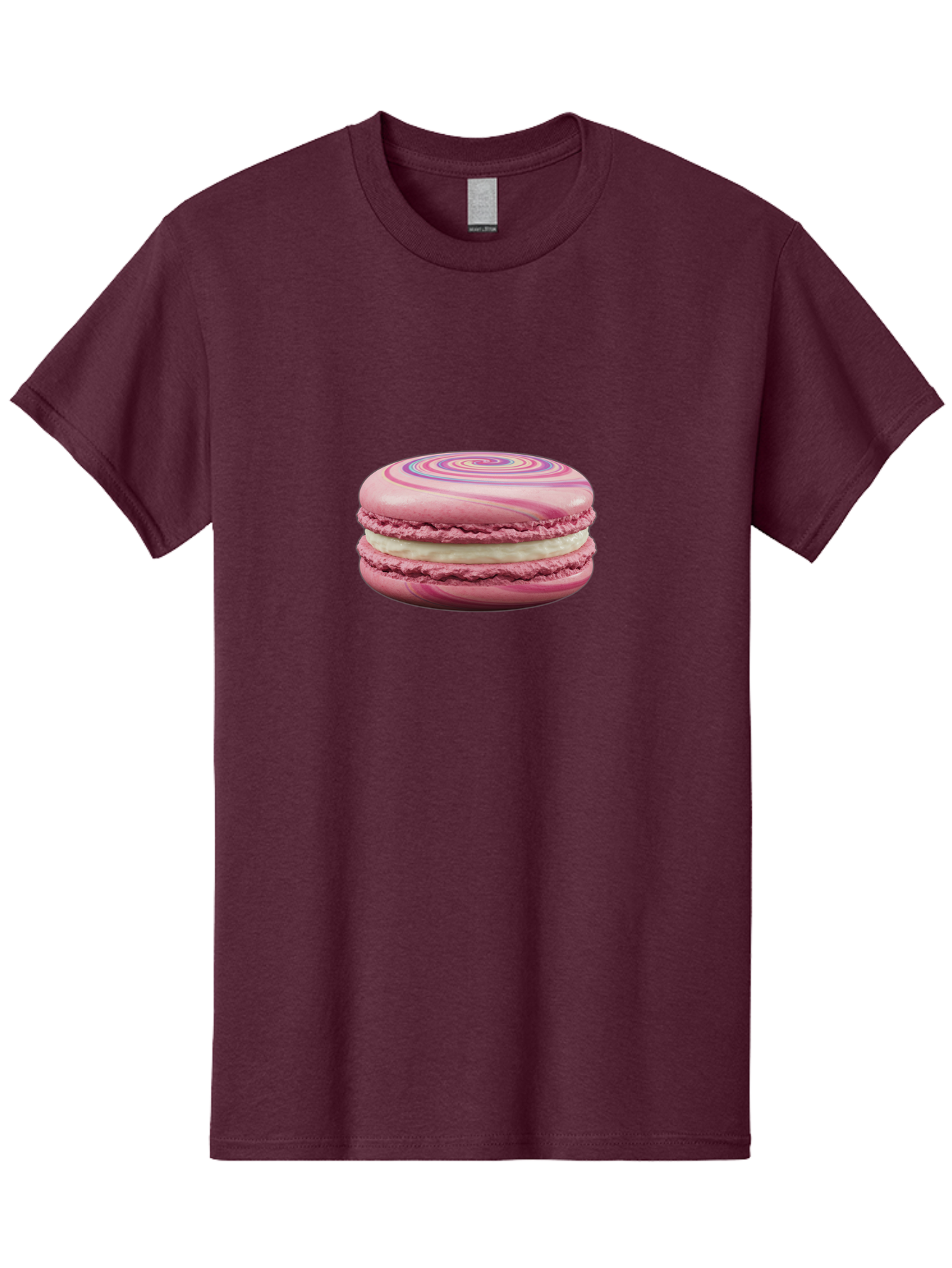 Pink-Macaron-1 Men'S Graphic Tee, 100% Cotton, Comfortable Casual Summer Wear, Machine Washable, Pink Macaron, Swirly Design, White Filling, French Dessert, Sweet Treat, Meringue-Based Cookie, Pastel Colors, Bakery Item, Dessert Lover, Foodie Bab173