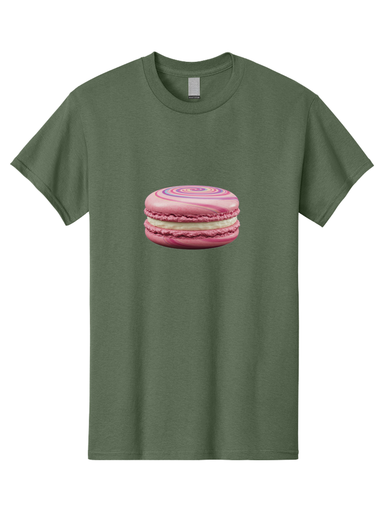 Pink-Macaron-1 Men'S Graphic Tee, 100% Cotton, Comfortable Casual Summer Wear, Machine Washable, Pink Macaron, Swirly Design, White Filling, French Dessert, Sweet Treat, Meringue-Based Cookie, Pastel Colors, Bakery Item, Dessert Lover, Foodie Bab173