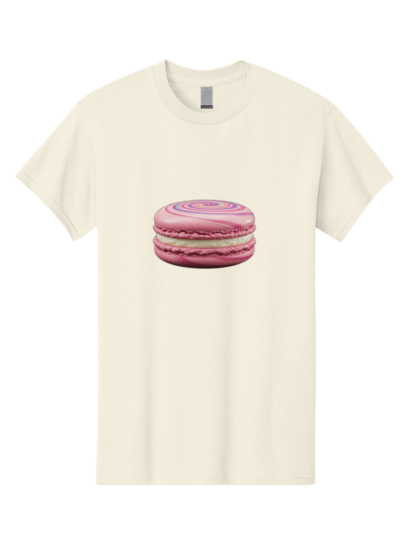 Pink-Macaron-1 Men'S Graphic Tee, 100% Cotton, Comfortable Casual Summer Wear, Machine Washable, Pink Macaron, Swirly Design, White Filling, French Dessert, Sweet Treat, Meringue-Based Cookie, Pastel Colors, Bakery Item, Dessert Lover, Foodie Bab173