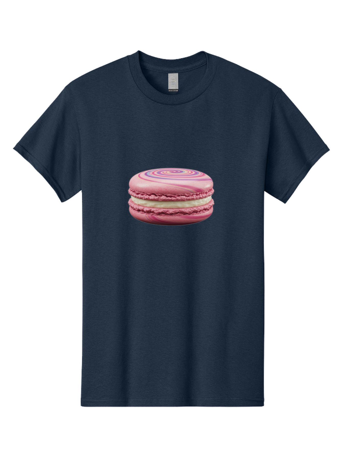 Pink-Macaron-1 Men'S Graphic Tee, 100% Cotton, Comfortable Casual Summer Wear, Machine Washable, Pink Macaron, Swirly Design, White Filling, French Dessert, Sweet Treat, Meringue-Based Cookie, Pastel Colors, Bakery Item, Dessert Lover, Foodie Bab173