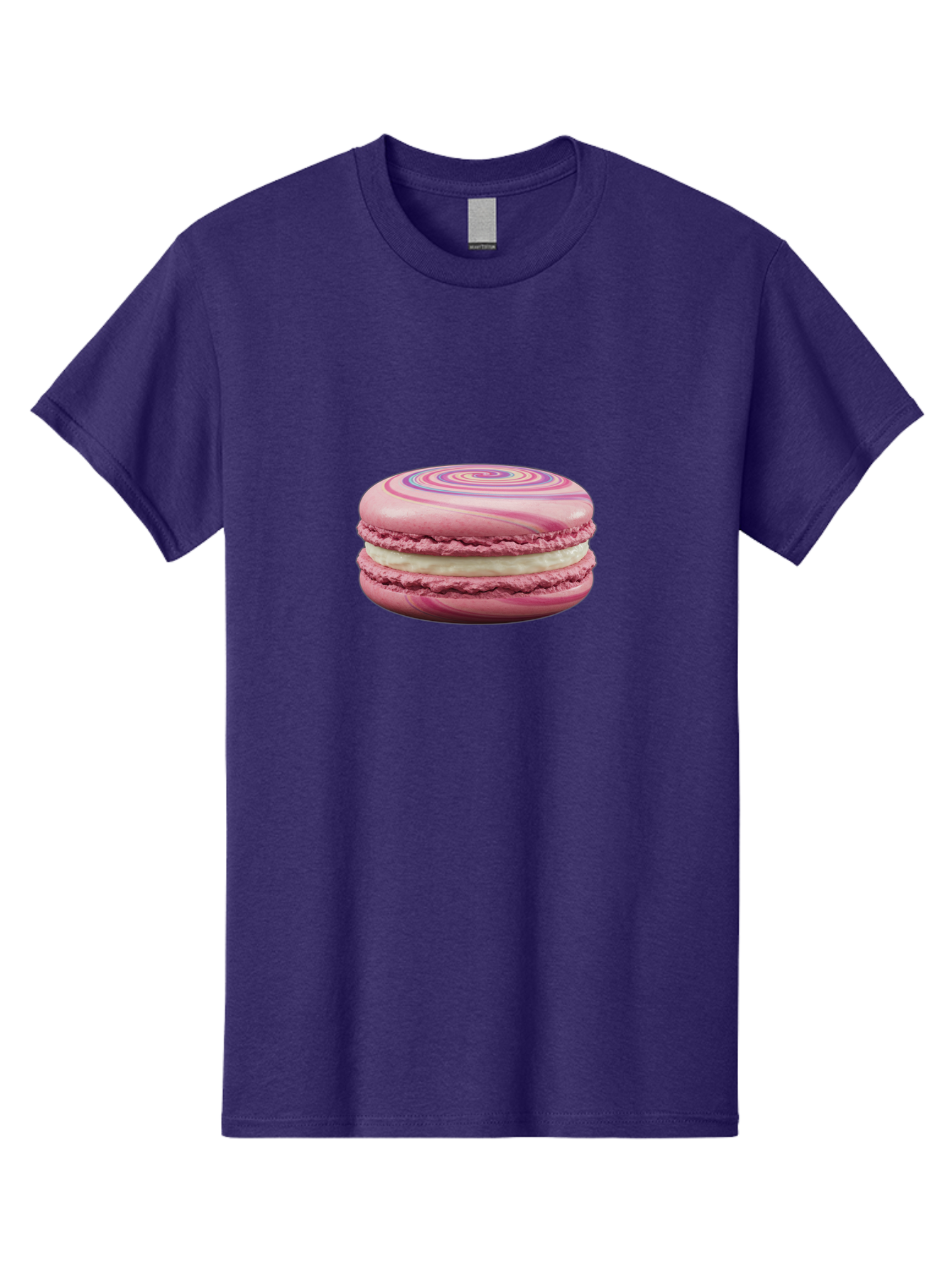 Pink-Macaron-1 Men'S Graphic Tee, 100% Cotton, Comfortable Casual Summer Wear, Machine Washable, Pink Macaron, Swirly Design, White Filling, French Dessert, Sweet Treat, Meringue-Based Cookie, Pastel Colors, Bakery Item, Dessert Lover, Foodie Bab173