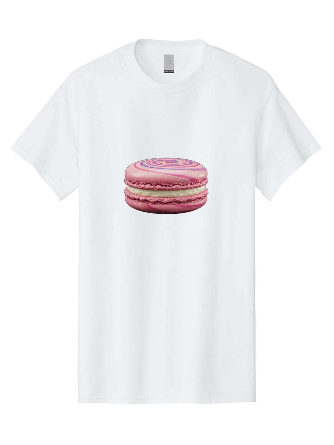 Pink-Macaron-1 Men'S Graphic Tee, 100% Cotton, Comfortable Casual Summer Wear, Machine Washable, Pink Macaron, Swirly Design, White Filling, French Dessert, Sweet Treat, Meringue-Based Cookie, Pastel Colors, Bakery Item, Dessert Lover, Foodie Bab173