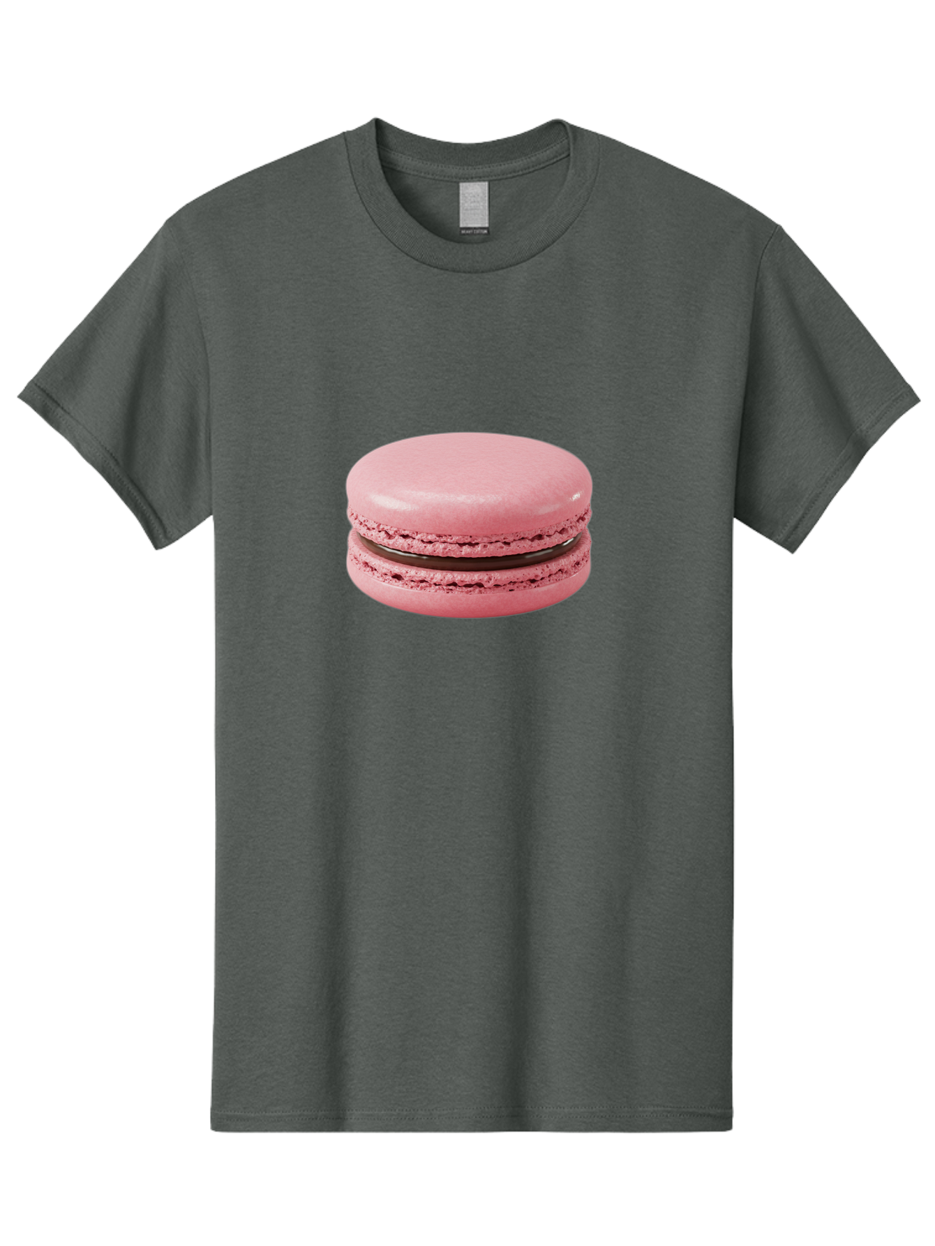 Pink-Macaron-2 Men'S Graphic Tee, 100% Cotton, Comfortable Casual Summer Wear, Machine Washable, Pink Macaroon, Chocolate Filling, Sweet Treat, Dessert, French Patisserie, Delicate Meringue, Gourmet Snack, Macaroon Texture, Pink Color Bab174