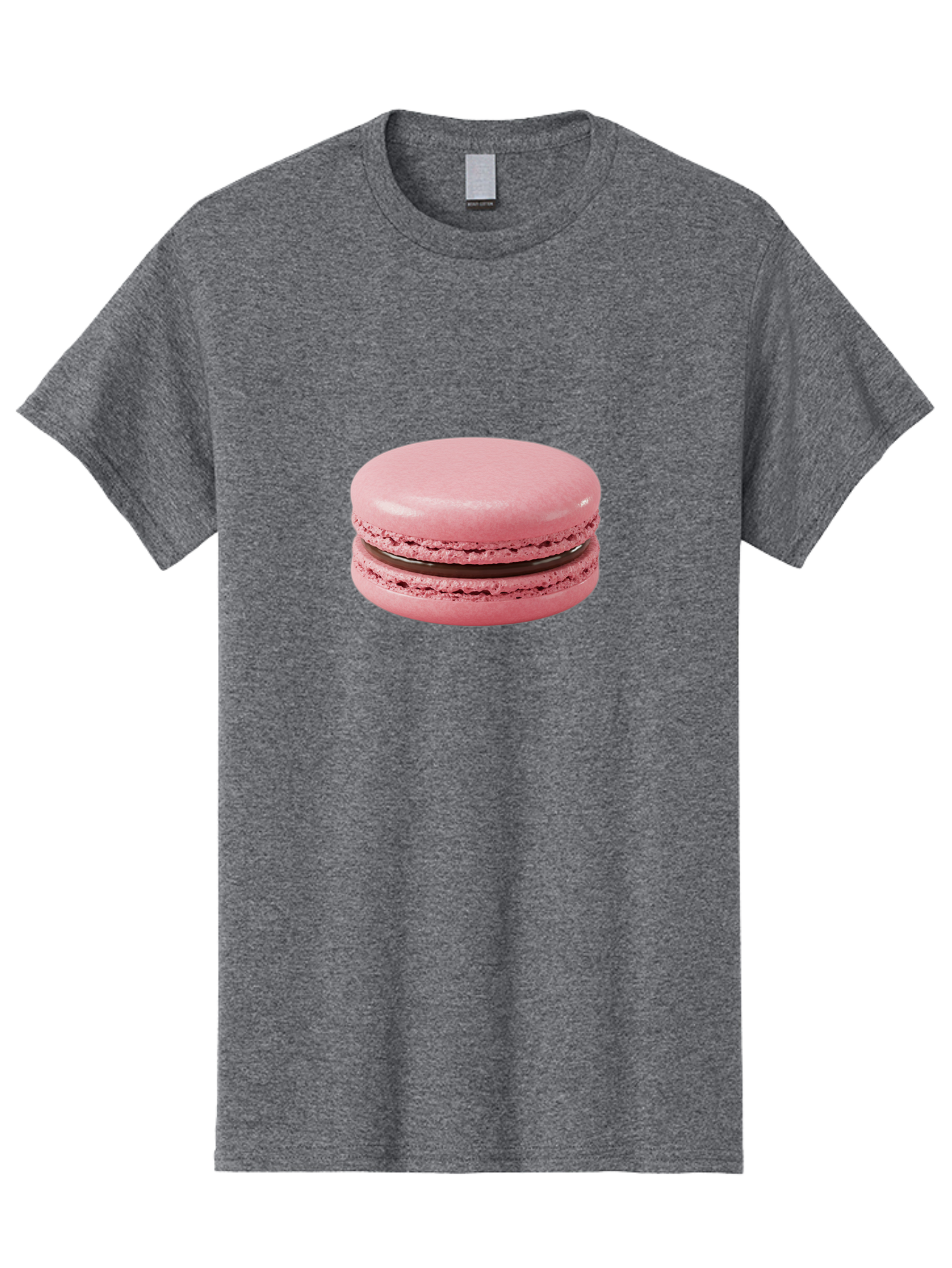 Pink-Macaron-2 Men'S Graphic Tee, 100% Cotton, Comfortable Casual Summer Wear, Machine Washable, Pink Macaroon, Chocolate Filling, Sweet Treat, Dessert, French Patisserie, Delicate Meringue, Gourmet Snack, Macaroon Texture, Pink Color Bab174
