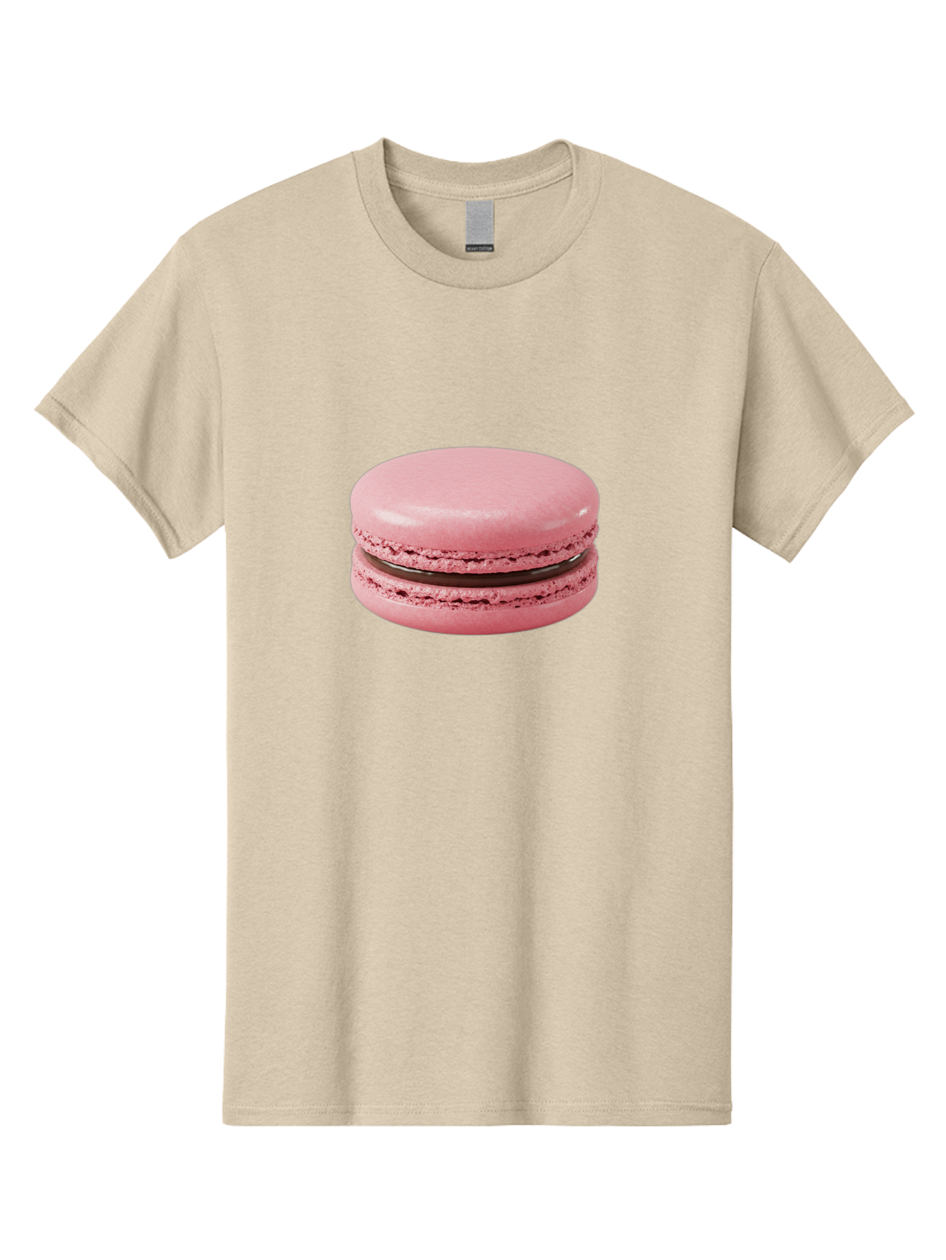 Pink-Macaron-2 Men'S Graphic Tee, 100% Cotton, Comfortable Casual Summer Wear, Machine Washable, Pink Macaroon, Chocolate Filling, Sweet Treat, Dessert, French Patisserie, Delicate Meringue, Gourmet Snack, Macaroon Texture, Pink Color Bab174