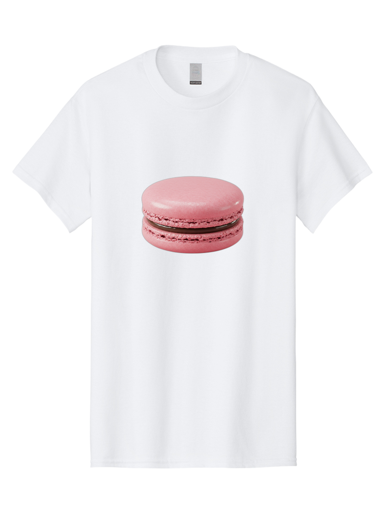 Pink-Macaron-2 Men'S Graphic Tee, 100% Cotton, Comfortable Casual Summer Wear, Machine Washable, Pink Macaroon, Chocolate Filling, Sweet Treat, Dessert, French Patisserie, Delicate Meringue, Gourmet Snack, Macaroon Texture, Pink Color Bab174