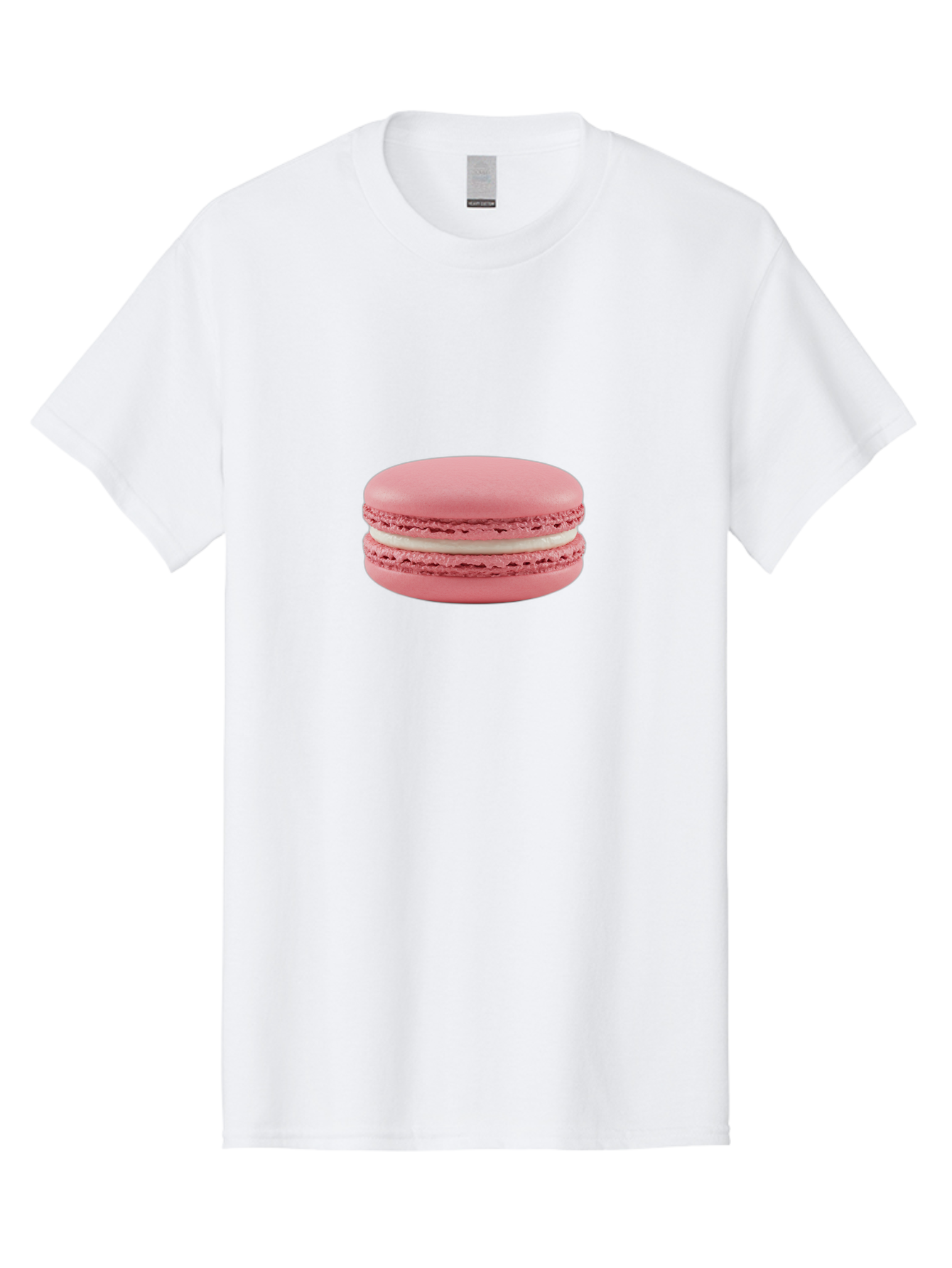 Pink-Macaron-3 Men'S Graphic Tee, 100% Cotton, Comfortable Casual Summer Wear, Machine Washable, Pink Macaron, French Dessert, White Filling, Sweet Treat, Bakery Delight, Gourmet Pastry, Delicate Texture, Pastel Colors Bab175
