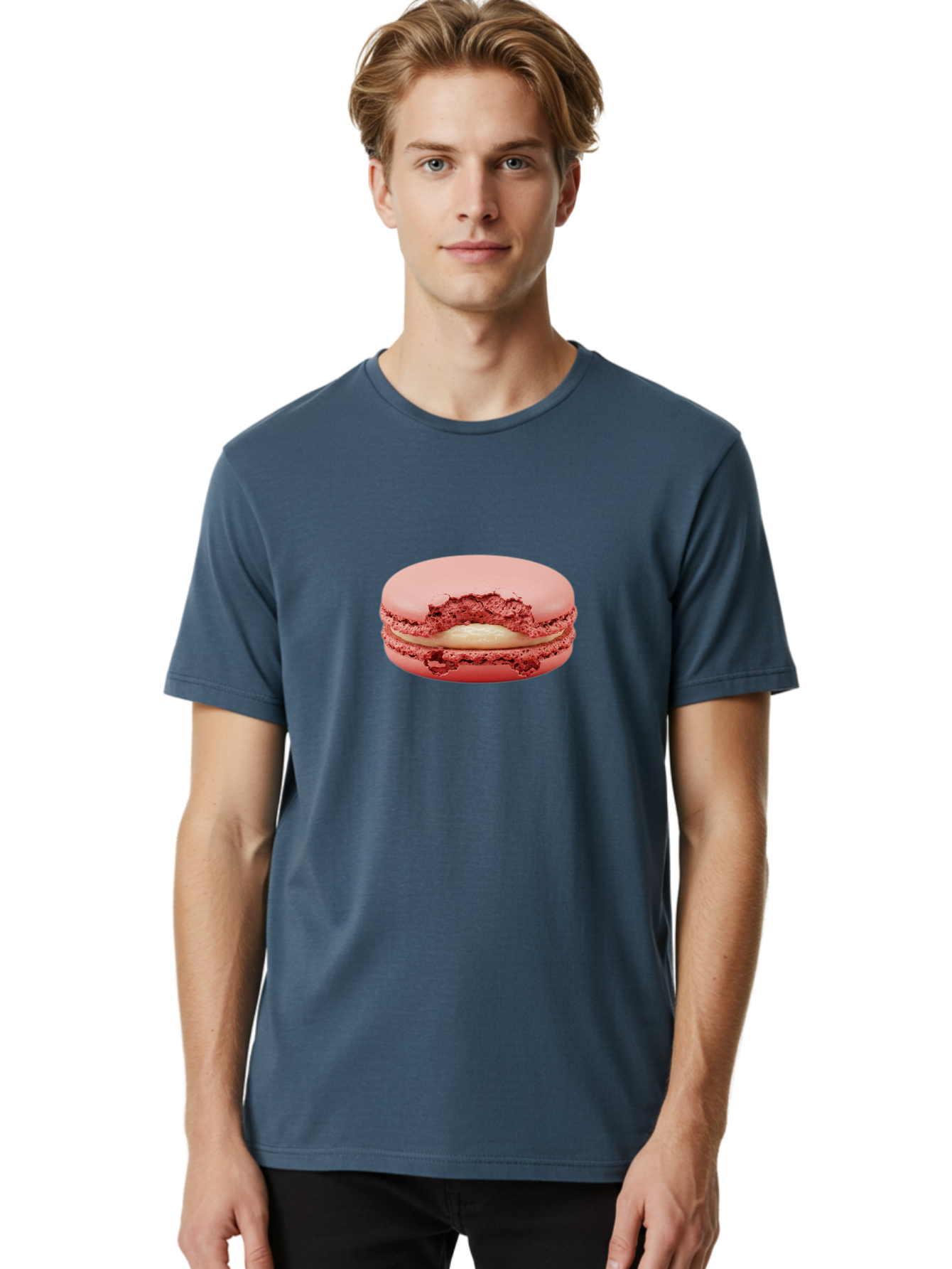 Pink-Macaron-4 Men'S Graphic Tee, 100% Cotton, Comfortable Casual Summer Wear, Machine Washable, Pink Macaron, French Dessert, Buttercream Filling, Sweet Treat, Delicate Meringue, Macarons, Dessert Lover, Chewy Texture, Sweet Indulgence Bab176