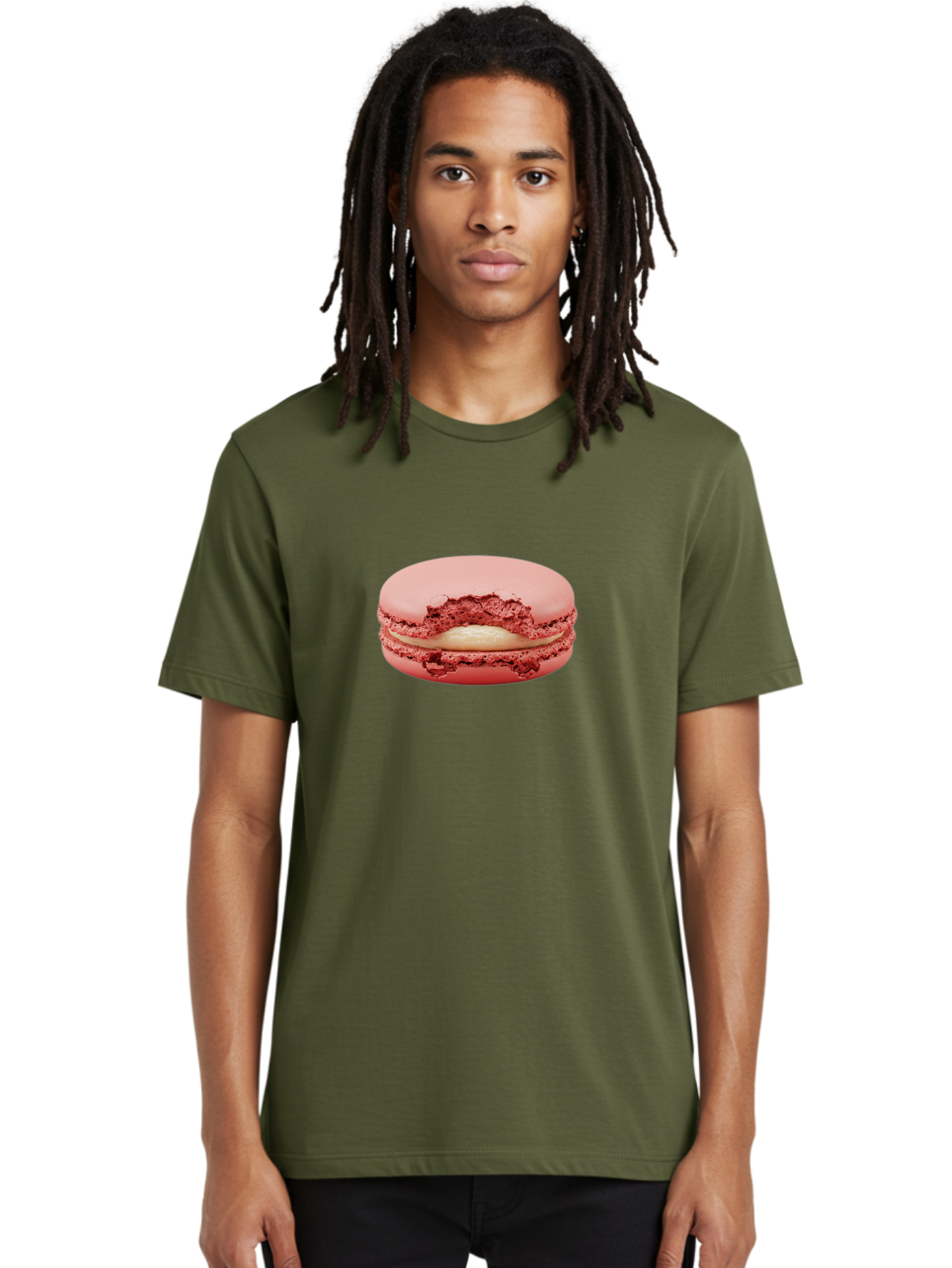 Pink-Macaron-4 Men'S Graphic Tee, 100% Cotton, Comfortable Casual Summer Wear, Machine Washable, Pink Macaron, French Dessert, Buttercream Filling, Sweet Treat, Delicate Meringue, Macarons, Dessert Lover, Chewy Texture, Sweet Indulgence Bab176