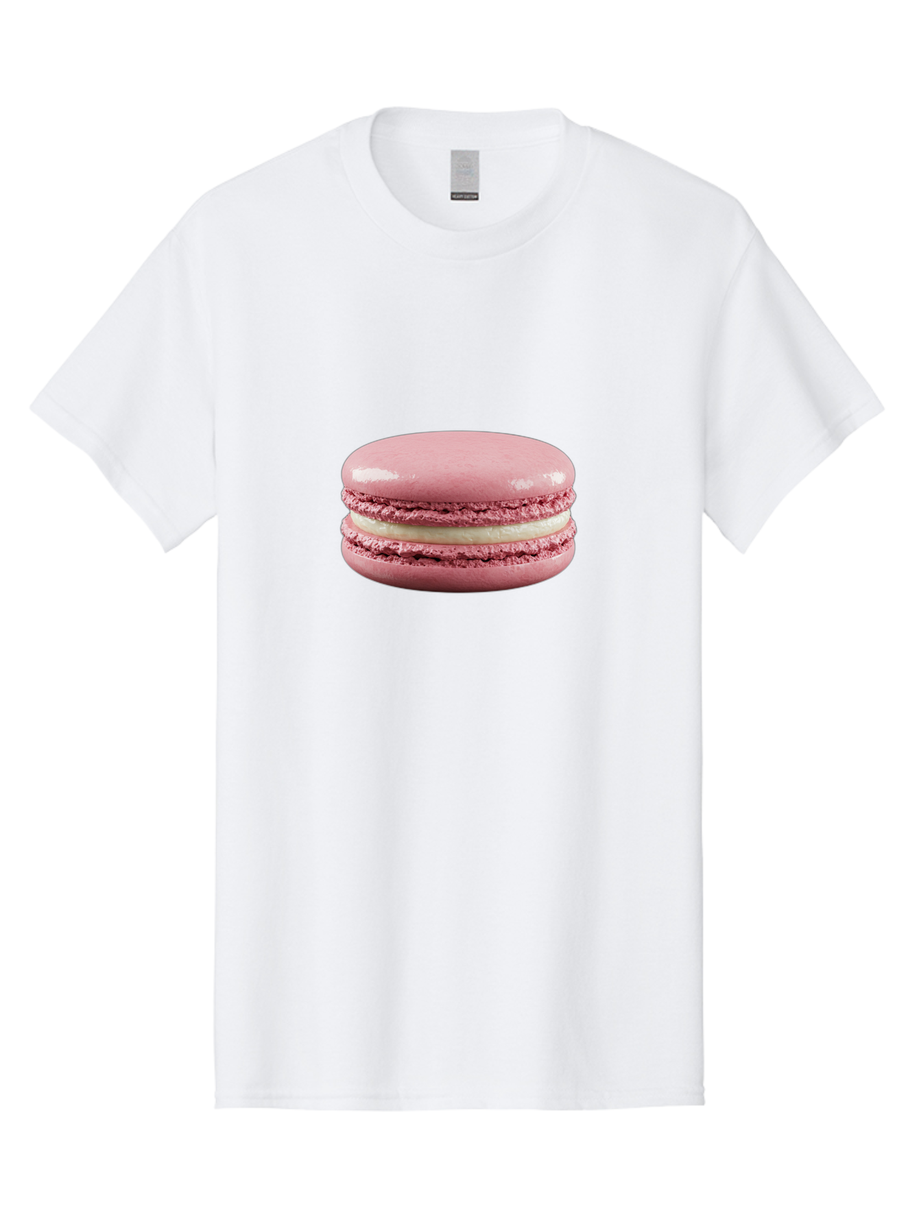 Pink-Macaron-5 Men'S Graphic Tee, 100% Cotton, Comfortable Casual Summer Wear, Machine Washable, Pink Macaron, French Dessert, Creamy Filling, Meringue-Based Cookie, Sweet Treat, Pastel Color, Delicate Texture, Gourmet Pastry Bab177