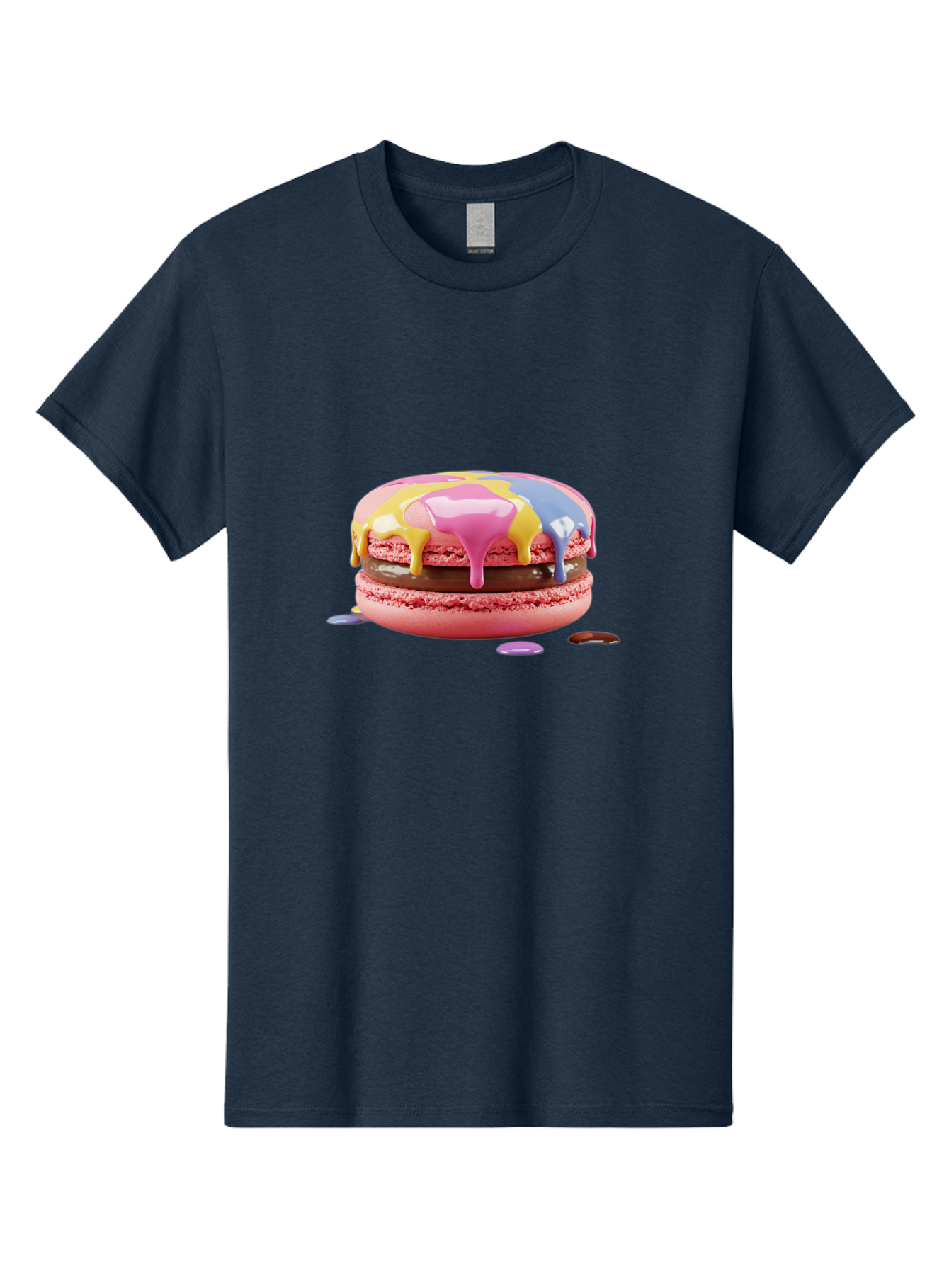 Pink-Macaron-9 Men'S Graphic Tee, 100% Cotton, Comfortable Casual Summer Wear, Machine Washable, Pink Macarons With Chocolate Ganache Filling, Pastel-Colored Icing, Colorful Dessert, Sweet Treats, Macaron Decorations, Dessert Art, Bab181