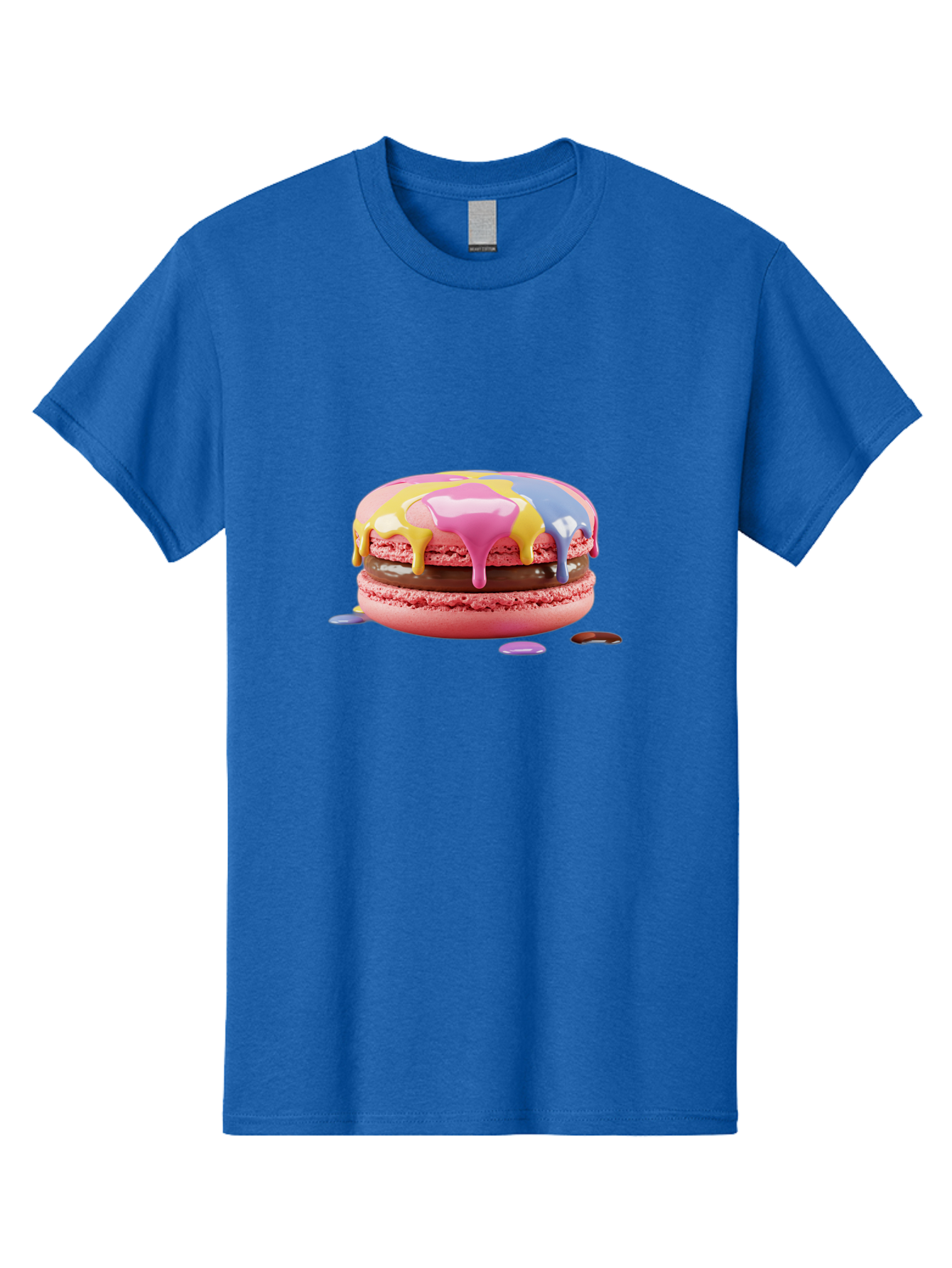 Pink-Macaron-9 Men'S Graphic Tee, 100% Cotton, Comfortable Casual Summer Wear, Machine Washable, Pink Macarons With Chocolate Ganache Filling, Pastel-Colored Icing, Colorful Dessert, Sweet Treats, Macaron Decorations, Dessert Art, Bab181