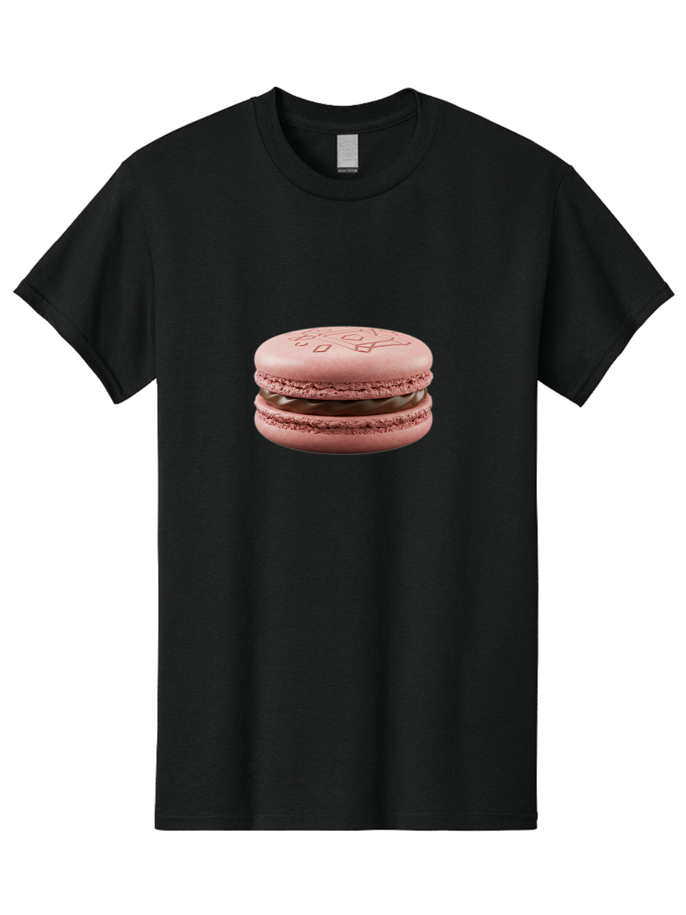 Pink-Macaron-With-Chocolate-Filling Men'S Graphic Tee, 100% Cotton, Comfortable Casual Summer Wear, Machine Washable, Pink Macaron, Chocolate Filling, Love Design, French Dessert, Sweet Treat, Delicate Meringue, Chocolate Ganache, Baked Goods Bab182