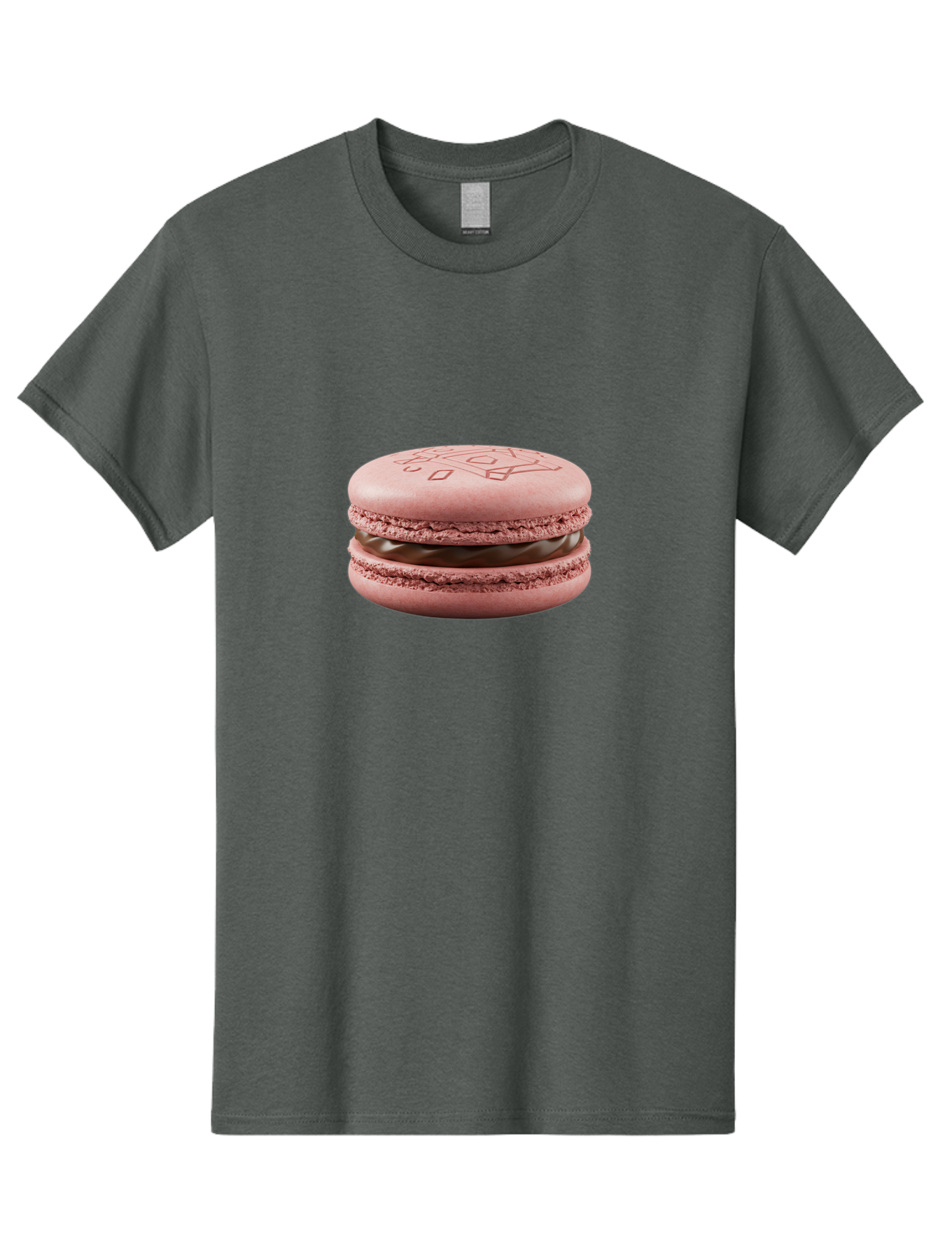Pink-Macaron-With-Chocolate-Filling Men'S Graphic Tee, 100% Cotton, Comfortable Casual Summer Wear, Machine Washable, Pink Macaron, Chocolate Filling, Love Design, French Dessert, Sweet Treat, Delicate Meringue, Chocolate Ganache, Baked Goods Bab182