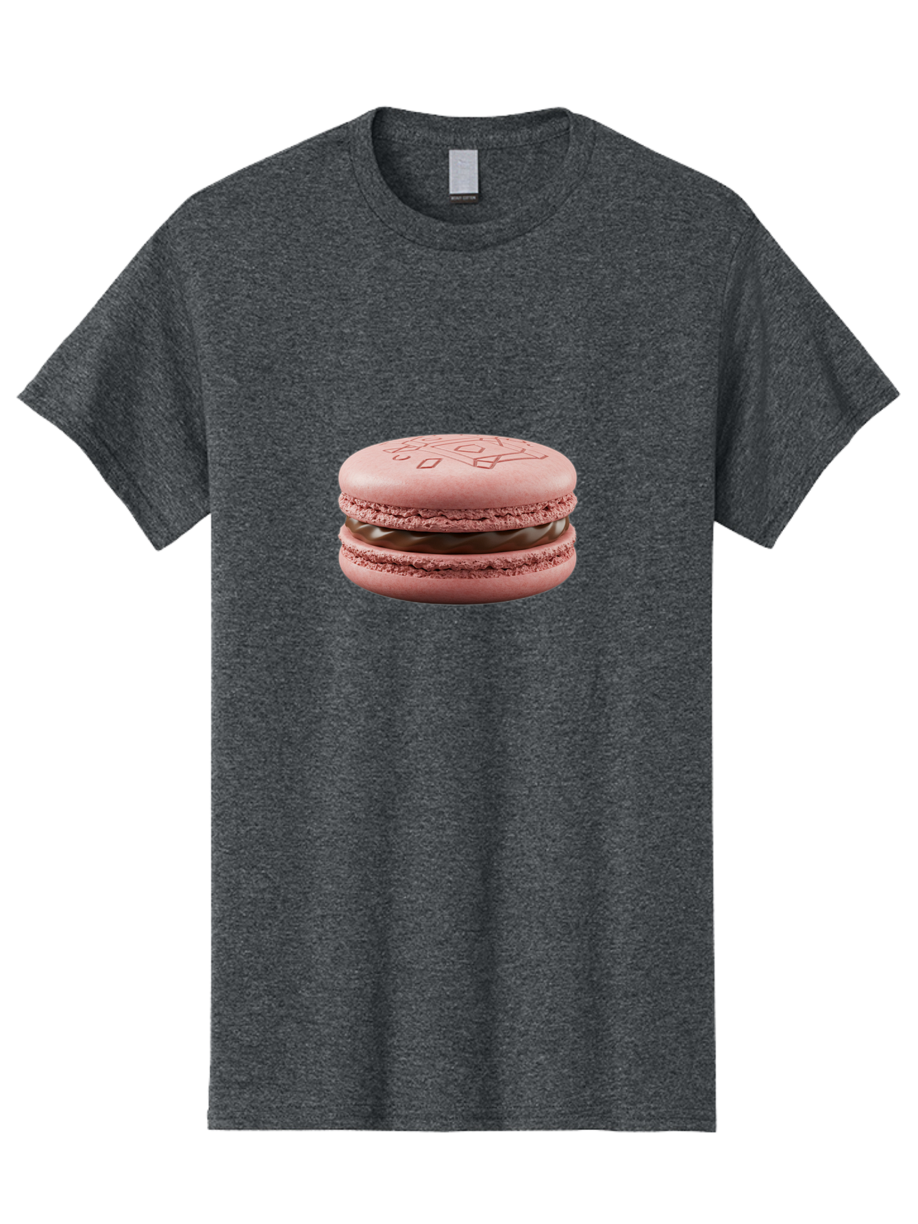 Pink-Macaron-With-Chocolate-Filling Men'S Graphic Tee, 100% Cotton, Comfortable Casual Summer Wear, Machine Washable, Pink Macaron, Chocolate Filling, Love Design, French Dessert, Sweet Treat, Delicate Meringue, Chocolate Ganache, Baked Goods Bab182