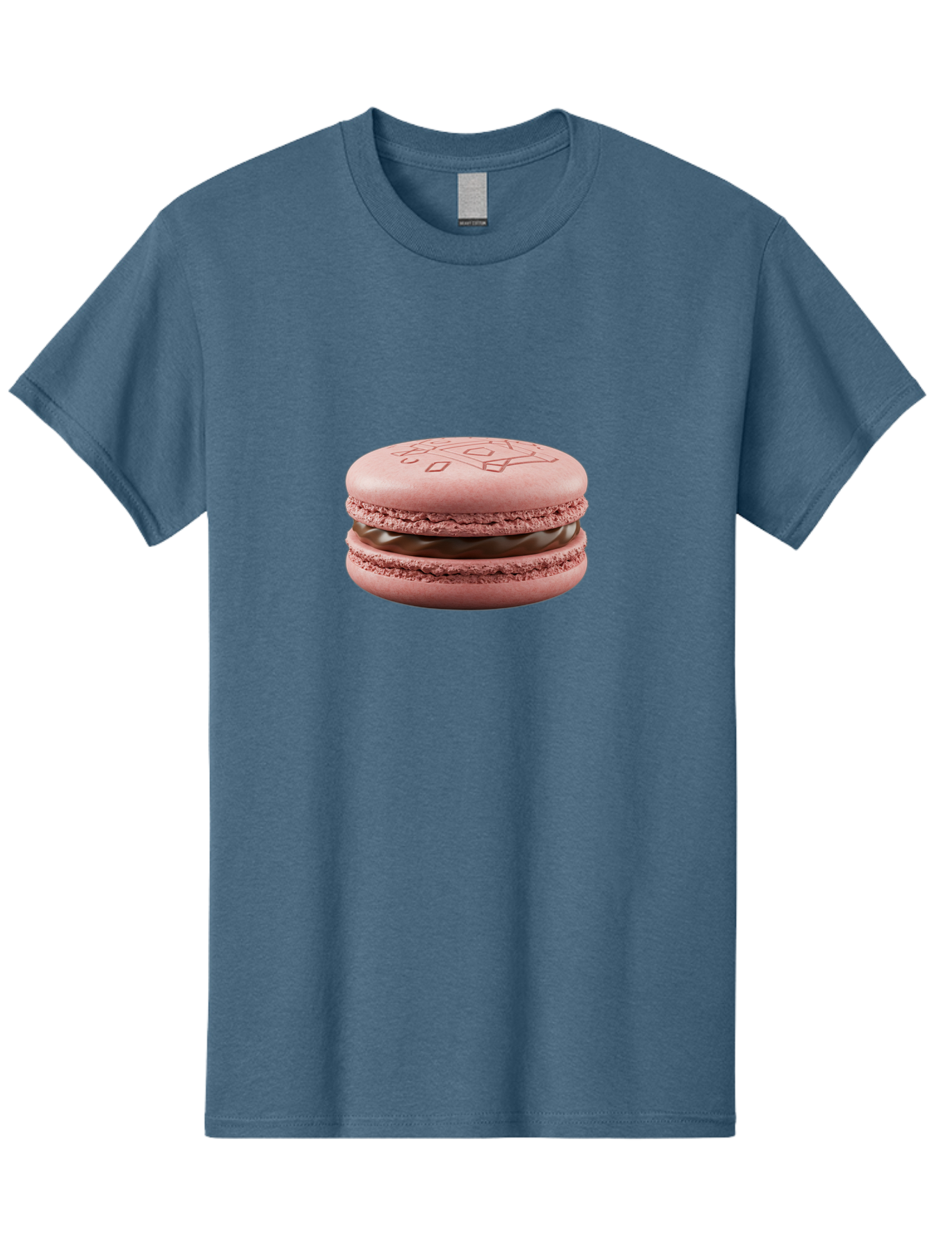 Pink-Macaron-With-Chocolate-Filling Men'S Graphic Tee, 100% Cotton, Comfortable Casual Summer Wear, Machine Washable, Pink Macaron, Chocolate Filling, Love Design, French Dessert, Sweet Treat, Delicate Meringue, Chocolate Ganache, Baked Goods Bab182