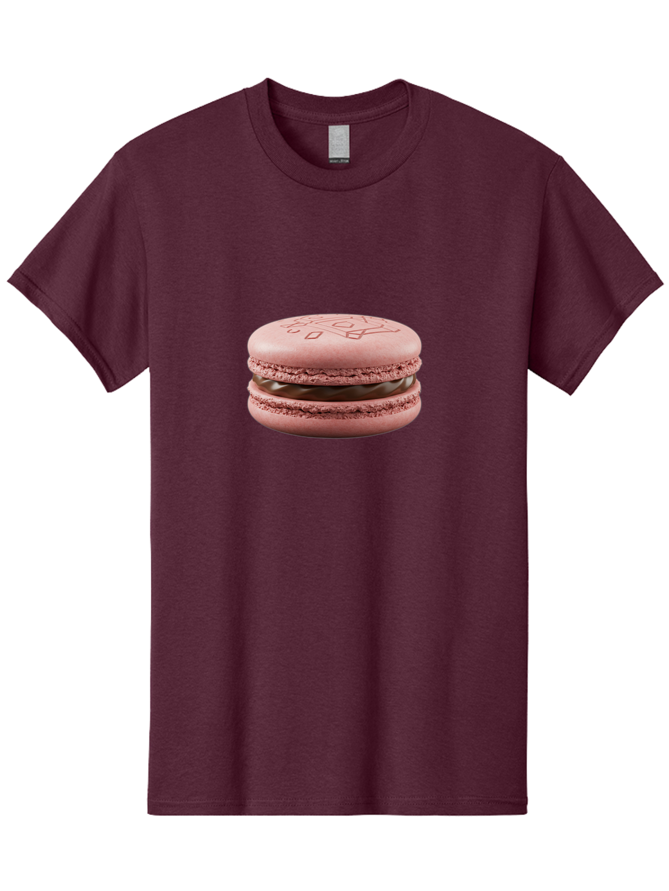 Pink-Macaron-With-Chocolate-Filling Men'S Graphic Tee, 100% Cotton, Comfortable Casual Summer Wear, Machine Washable, Pink Macaron, Chocolate Filling, Love Design, French Dessert, Sweet Treat, Delicate Meringue, Chocolate Ganache, Baked Goods Bab182