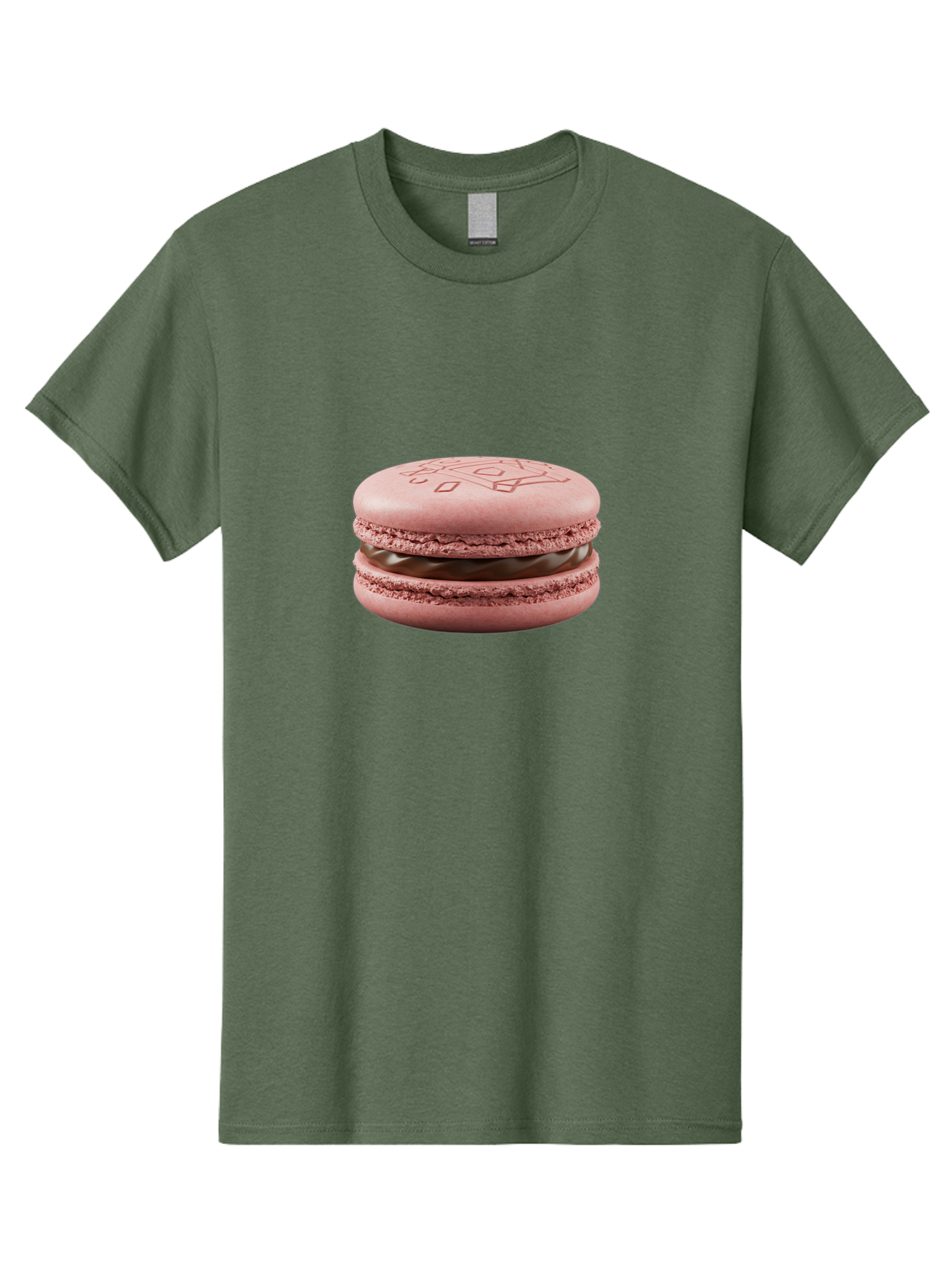 Pink-Macaron-With-Chocolate-Filling Men'S Graphic Tee, 100% Cotton, Comfortable Casual Summer Wear, Machine Washable, Pink Macaron, Chocolate Filling, Love Design, French Dessert, Sweet Treat, Delicate Meringue, Chocolate Ganache, Baked Goods Bab182