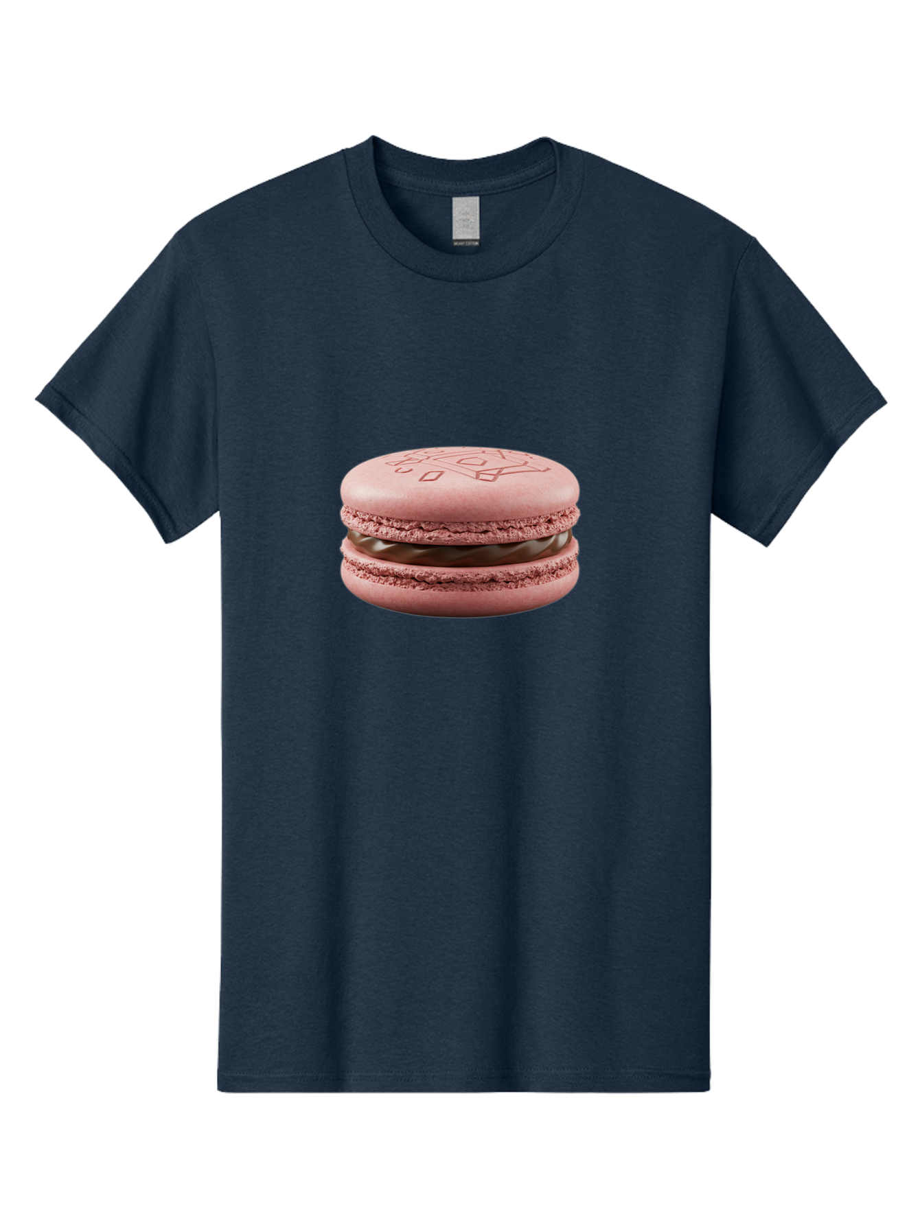 Pink-Macaron-With-Chocolate-Filling Men'S Graphic Tee, 100% Cotton, Comfortable Casual Summer Wear, Machine Washable, Pink Macaron, Chocolate Filling, Love Design, French Dessert, Sweet Treat, Delicate Meringue, Chocolate Ganache, Baked Goods Bab182