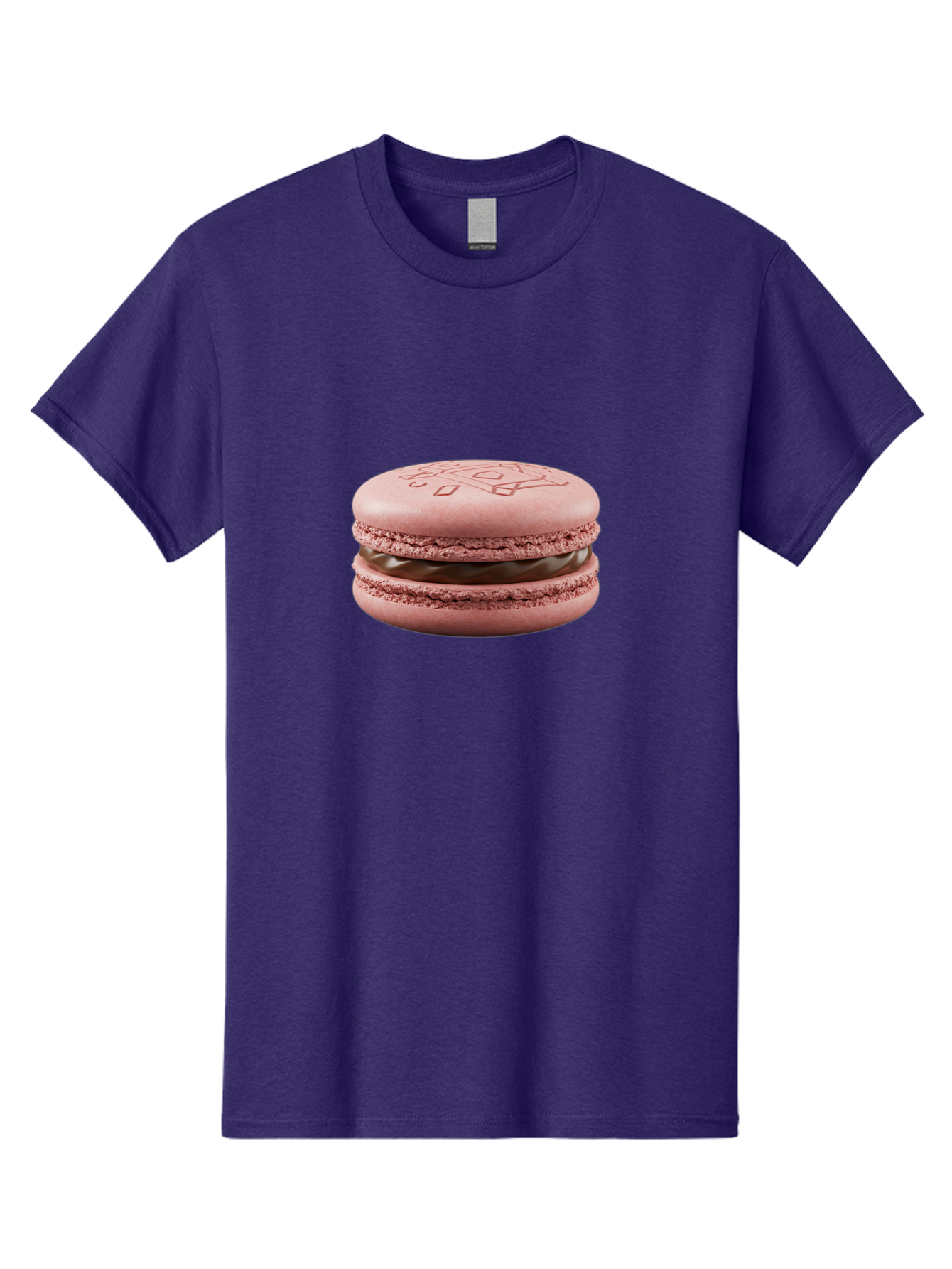 Pink-Macaron-With-Chocolate-Filling Men'S Graphic Tee, 100% Cotton, Comfortable Casual Summer Wear, Machine Washable, Pink Macaron, Chocolate Filling, Love Design, French Dessert, Sweet Treat, Delicate Meringue, Chocolate Ganache, Baked Goods Bab182