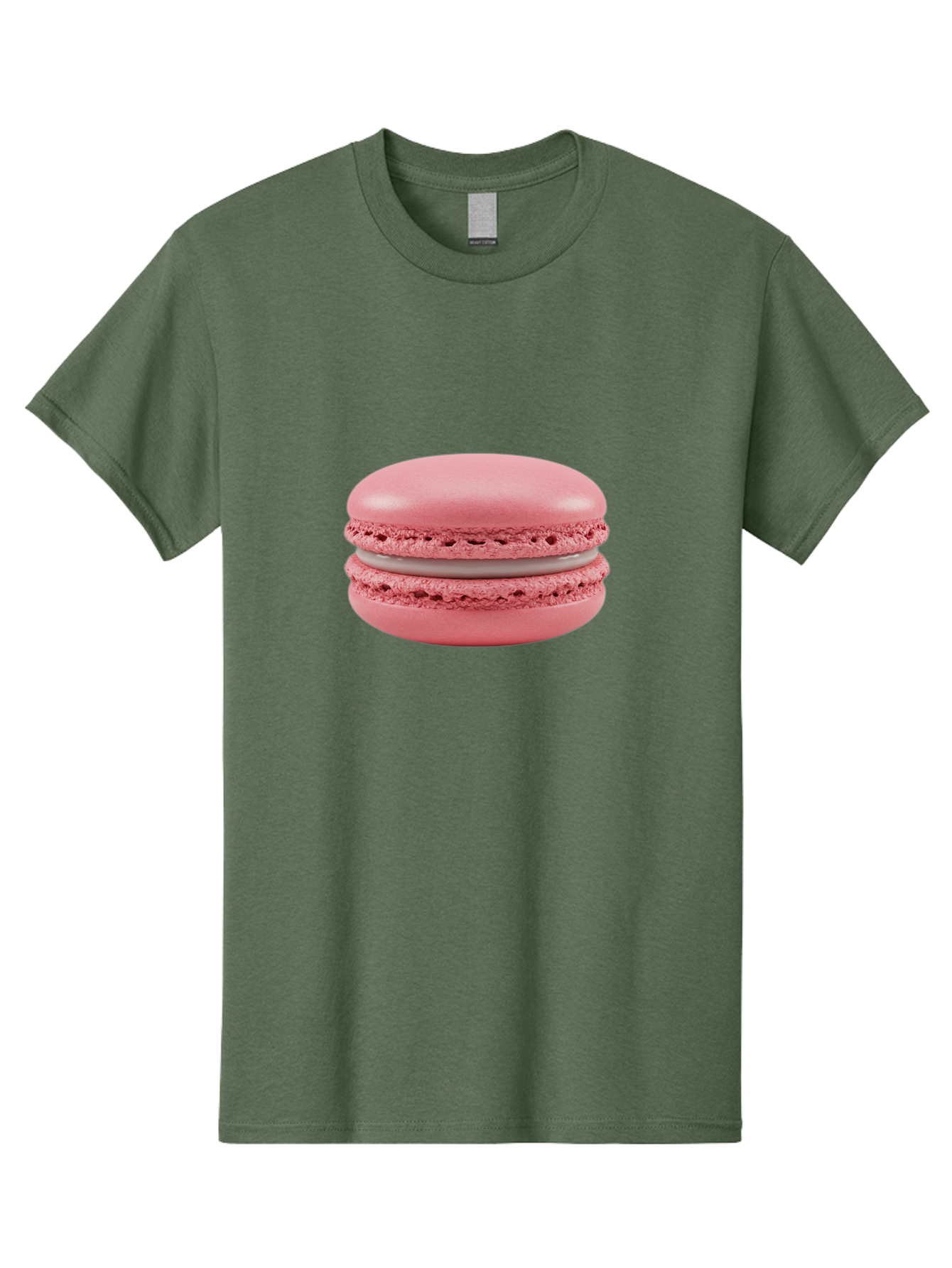 Pink-Macaron Men'S Graphic Tee, 100% Cotton, Comfortable Casual Summer Wear, Machine Washable, Pink Macaron, French Dessert, Meringue-Based Cookie, Creamy Filling, Sweet Treat, Delicate Texture, Pastel Colors, Bakery Delight Bab183