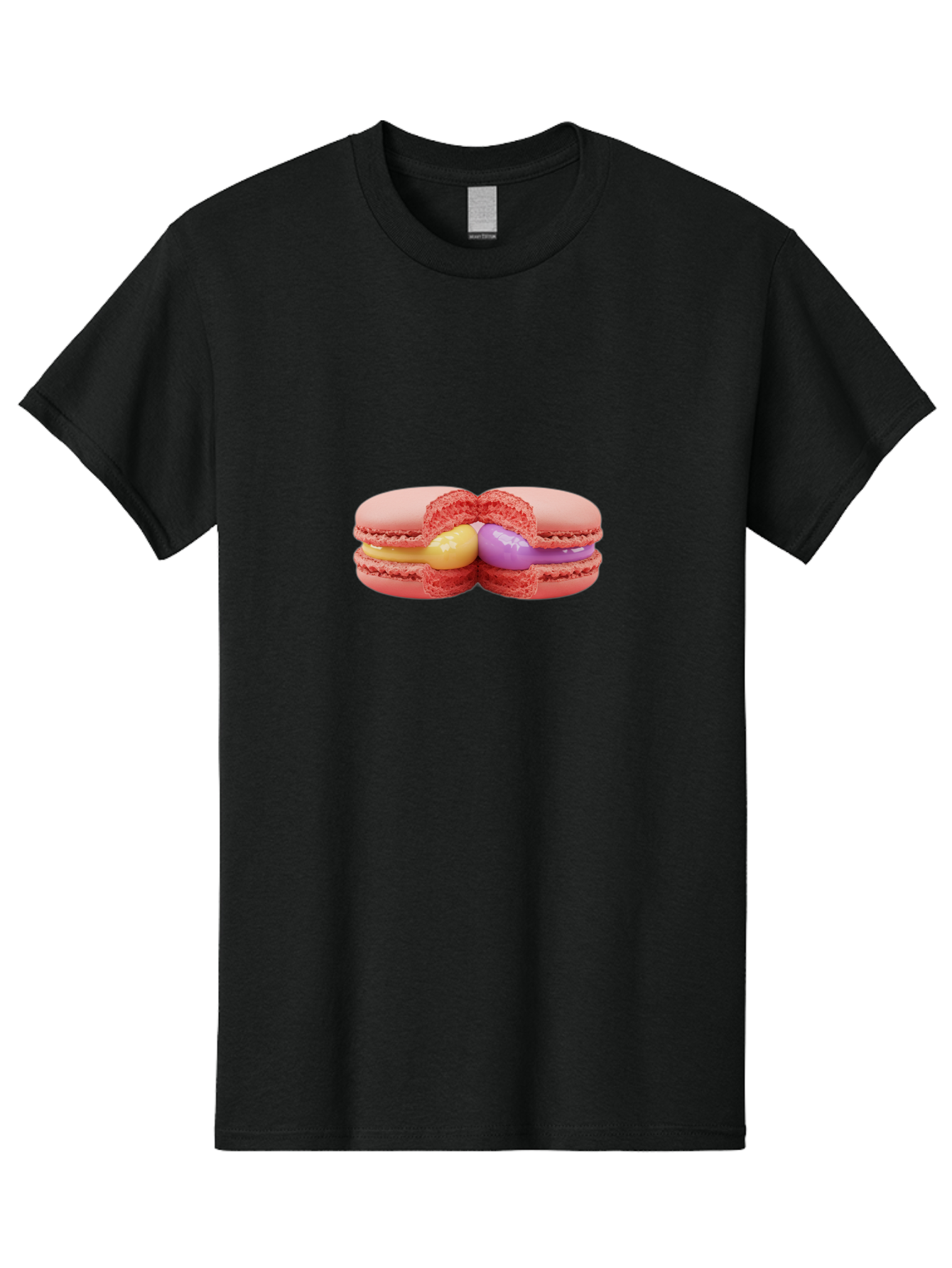 Pink-Macarons-3 Men'S Graphic Tee, 100% Cotton, Comfortable Casual Summer Wear, Machine Washable, Pink Macarons, Yellow And Purple Filling, French Dessert, Sweet Treats, Delicate Meringue, Colorful Pastries, Baked Goods, Gourmet Sweets Bab186