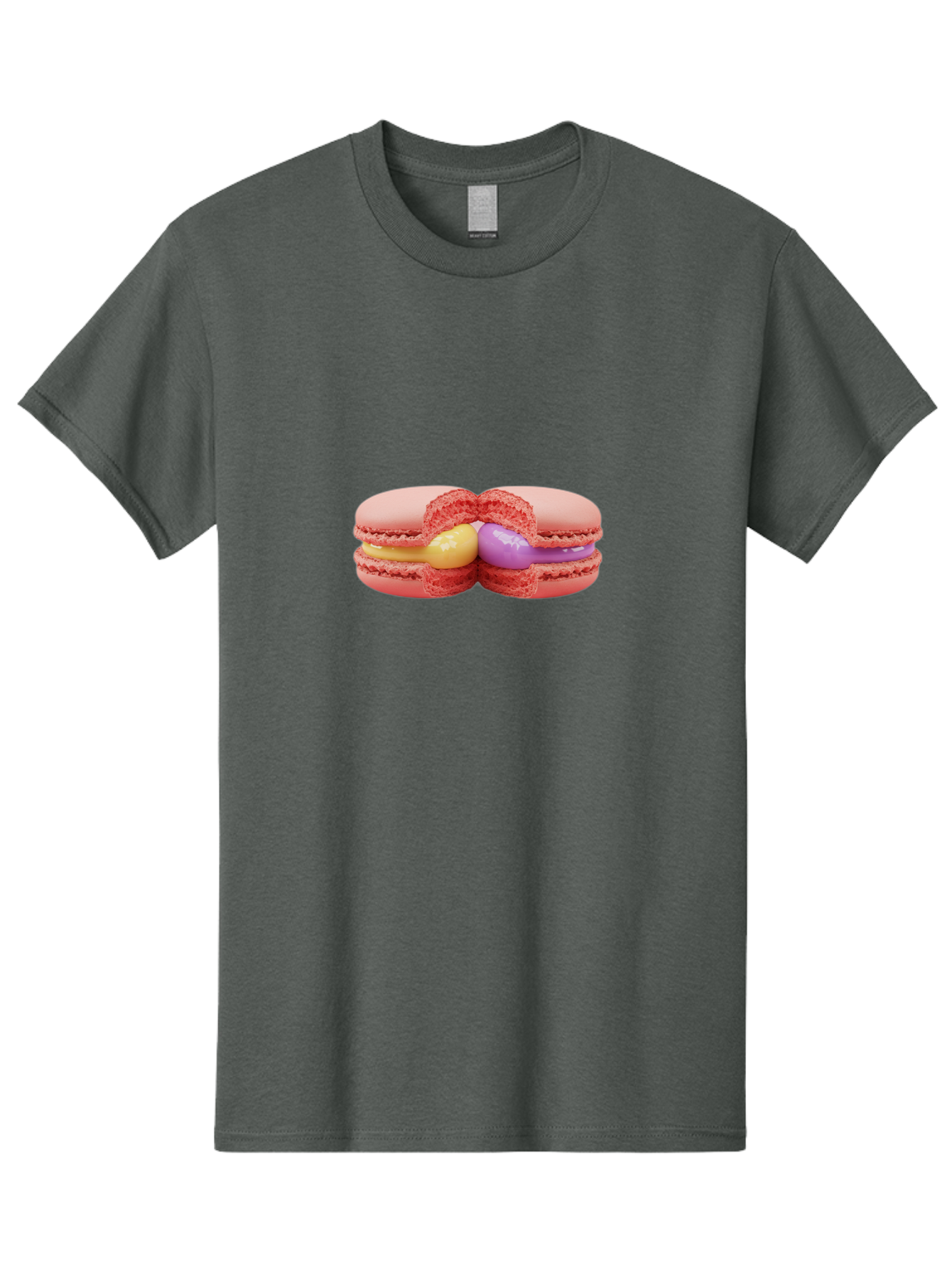 Pink-Macarons-3 Men'S Graphic Tee, 100% Cotton, Comfortable Casual Summer Wear, Machine Washable, Pink Macarons, Yellow And Purple Filling, French Dessert, Sweet Treats, Delicate Meringue, Colorful Pastries, Baked Goods, Gourmet Sweets Bab186