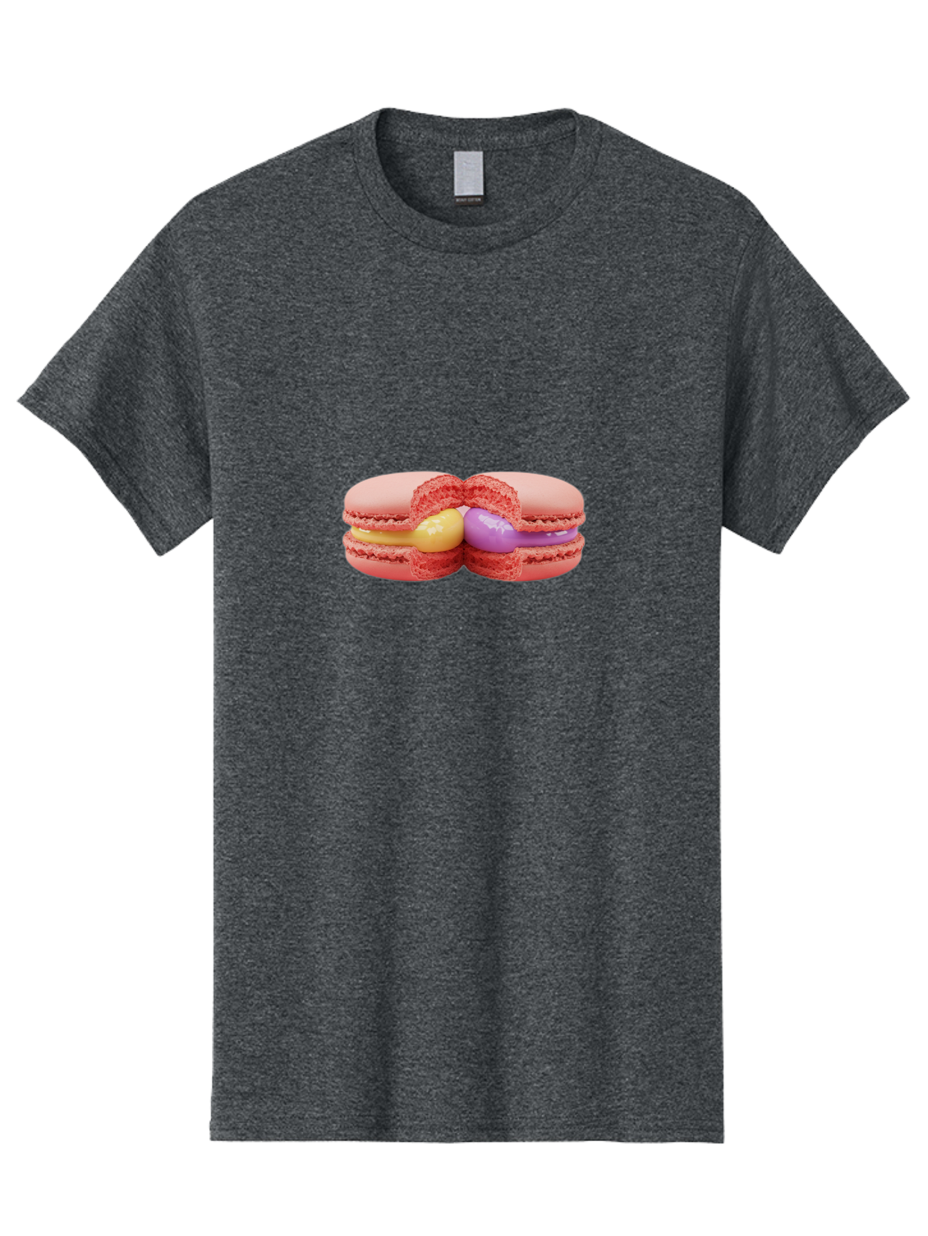 Pink-Macarons-3 Men'S Graphic Tee, 100% Cotton, Comfortable Casual Summer Wear, Machine Washable, Pink Macarons, Yellow And Purple Filling, French Dessert, Sweet Treats, Delicate Meringue, Colorful Pastries, Baked Goods, Gourmet Sweets Bab186