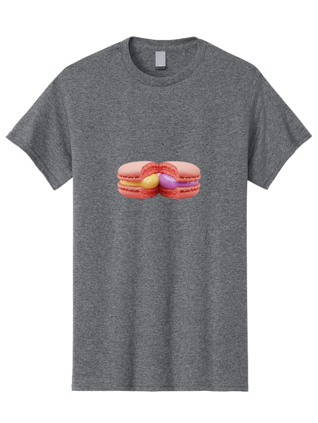 Pink-Macarons-3 Men'S Graphic Tee, 100% Cotton, Comfortable Casual Summer Wear, Machine Washable, Pink Macarons, Yellow And Purple Filling, French Dessert, Sweet Treats, Delicate Meringue, Colorful Pastries, Baked Goods, Gourmet Sweets Bab186