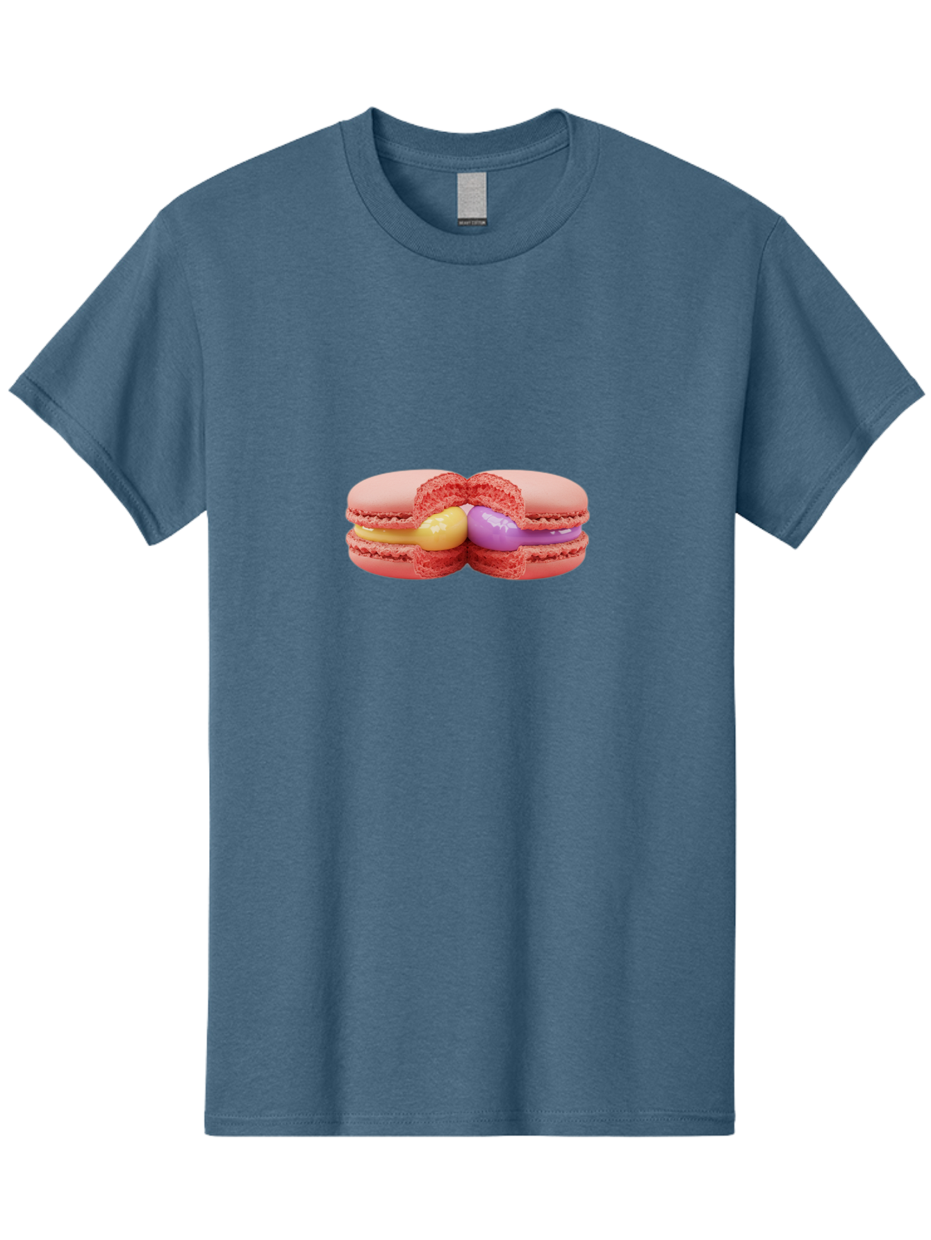 Pink-Macarons-3 Men'S Graphic Tee, 100% Cotton, Comfortable Casual Summer Wear, Machine Washable, Pink Macarons, Yellow And Purple Filling, French Dessert, Sweet Treats, Delicate Meringue, Colorful Pastries, Baked Goods, Gourmet Sweets Bab186
