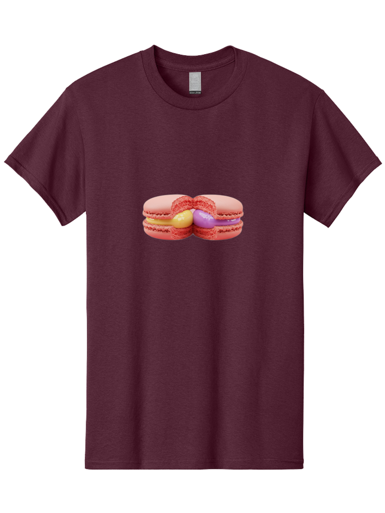 Pink-Macarons-3 Men'S Graphic Tee, 100% Cotton, Comfortable Casual Summer Wear, Machine Washable, Pink Macarons, Yellow And Purple Filling, French Dessert, Sweet Treats, Delicate Meringue, Colorful Pastries, Baked Goods, Gourmet Sweets Bab186