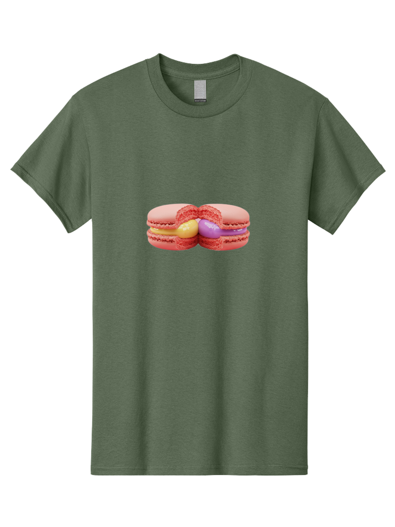 Pink-Macarons-3 Men'S Graphic Tee, 100% Cotton, Comfortable Casual Summer Wear, Machine Washable, Pink Macarons, Yellow And Purple Filling, French Dessert, Sweet Treats, Delicate Meringue, Colorful Pastries, Baked Goods, Gourmet Sweets Bab186