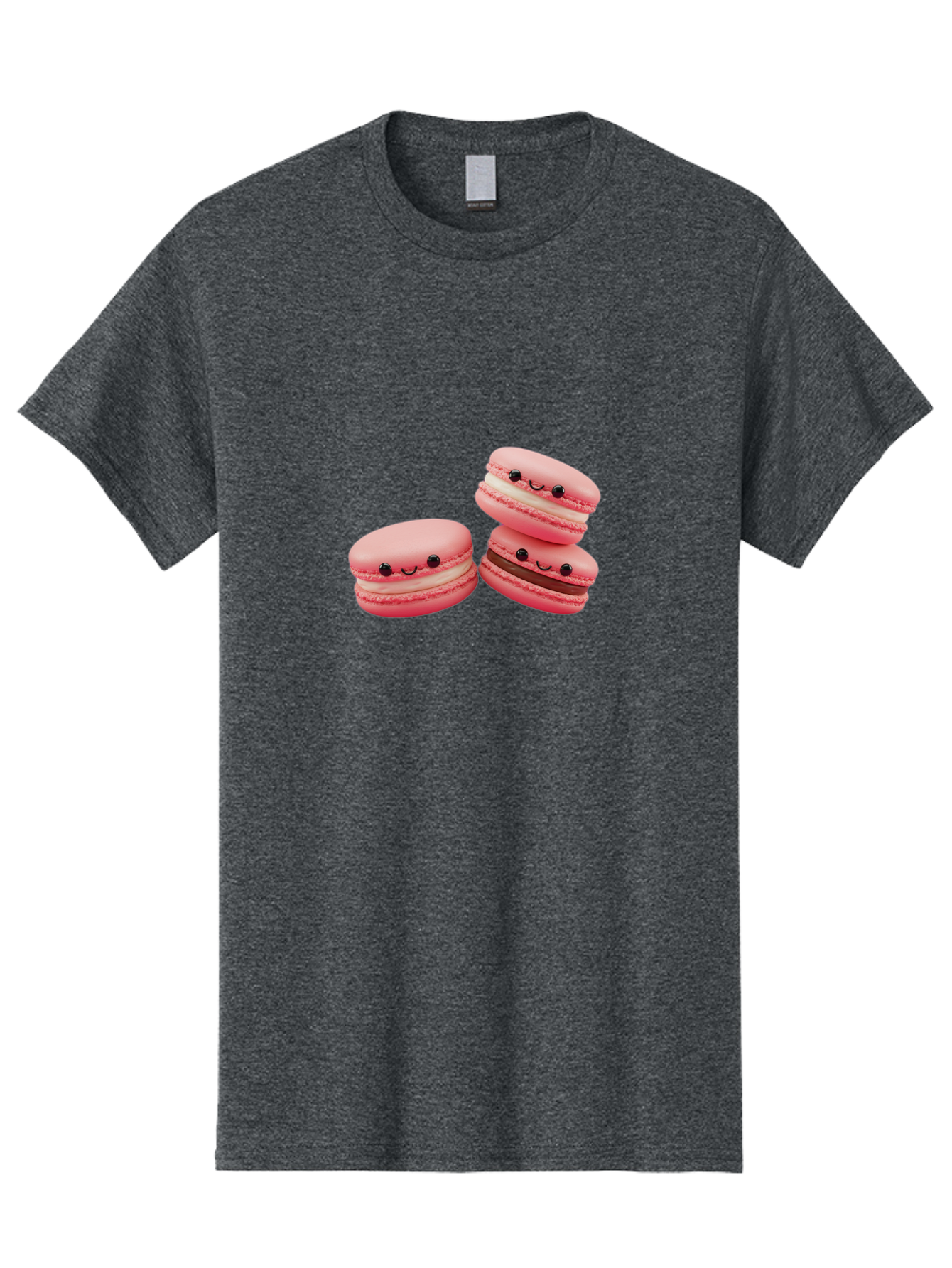 Pink-Macarons Men'S Graphic Tee, 100% Cotton, Comfortable Casual Summer Wear, Machine Washable, Pink Macarons, Sweet Treats, Dessert, French Pastry, Cute, Adorable, Smiling Macarons, Macaron Stack, Vanilla, Chocolate Filling, Bakery Delights Bab188