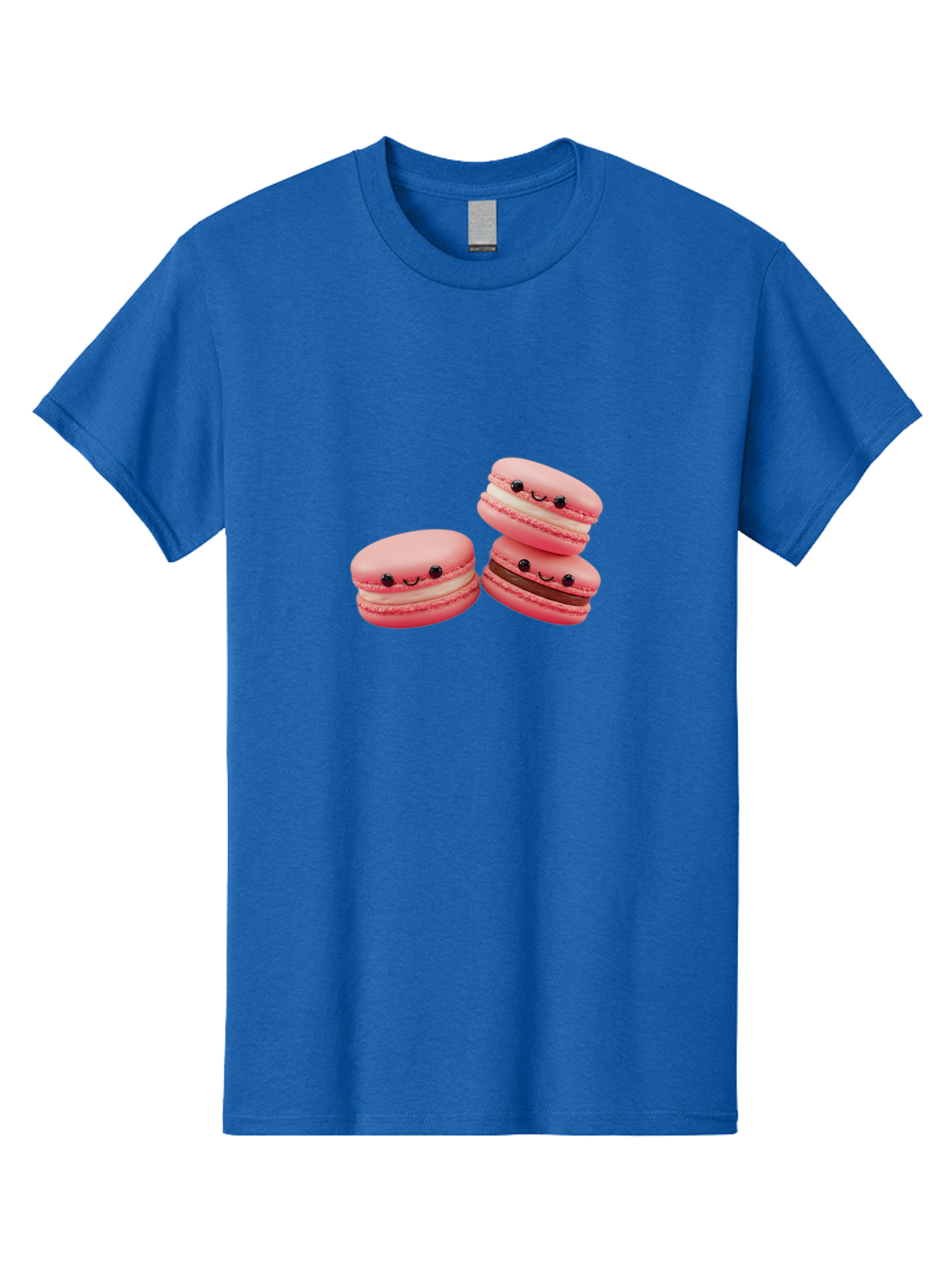 Pink-Macarons Men'S Graphic Tee, 100% Cotton, Comfortable Casual Summer Wear, Machine Washable, Pink Macarons, Sweet Treats, Dessert, French Pastry, Cute, Adorable, Smiling Macarons, Macaron Stack, Vanilla, Chocolate Filling, Bakery Delights Bab188