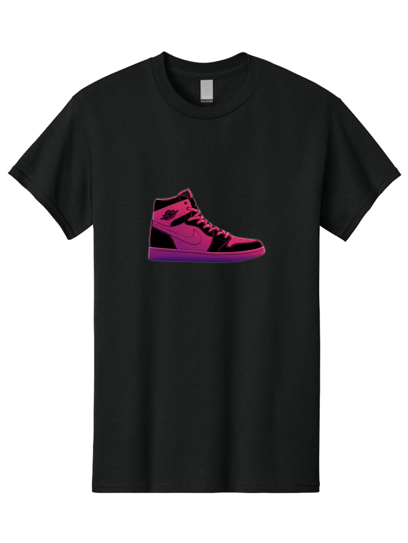 Pink-Nike-High-Top-Sneaker Men'S Graphic Tee, 100% Cotton, Comfortable Casual Summer Wear, Machine Washable, Sneaker Art, Pink And Black Design, Nike Air Jordan 1, High-Top Sneakers, Streetwear Fashion, Iconic Logo, Urban Style, Bab192