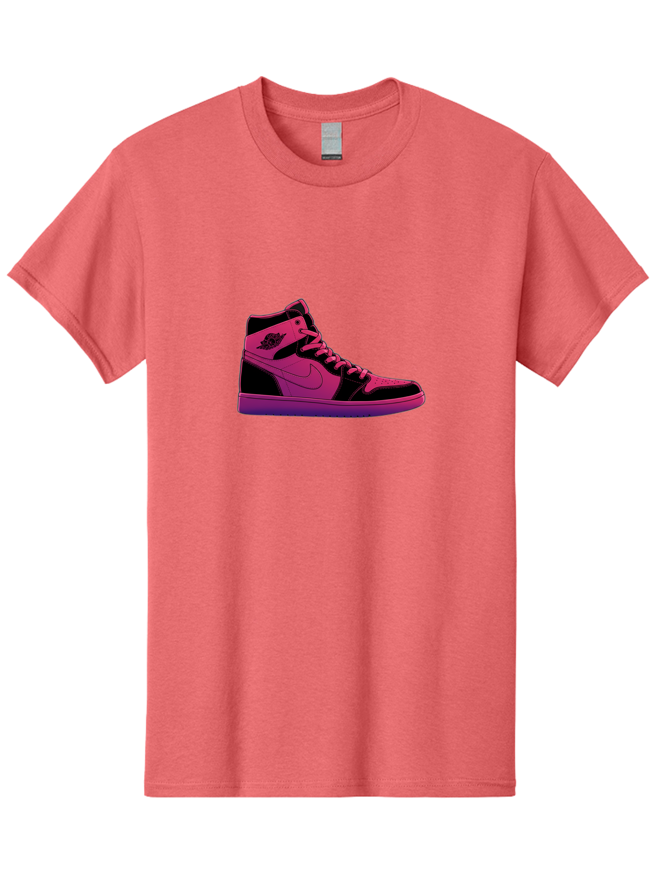 Pink-Nike-High-Top-Sneaker Men'S Graphic Tee, 100% Cotton, Comfortable Casual Summer Wear, Machine Washable, Sneaker Art, Pink And Black Design, Nike Air Jordan 1, High-Top Sneakers, Streetwear Fashion, Iconic Logo, Urban Style, Bab192
