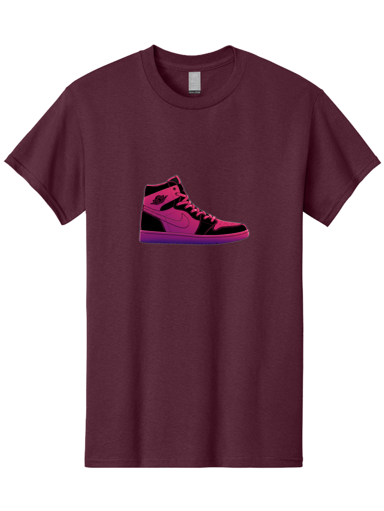 Pink-Nike-High-Top-Sneaker Men'S Graphic Tee, 100% Cotton, Comfortable Casual Summer Wear, Machine Washable, Sneaker Art, Pink And Black Design, Nike Air Jordan 1, High-Top Sneakers, Streetwear Fashion, Iconic Logo, Urban Style, Bab192