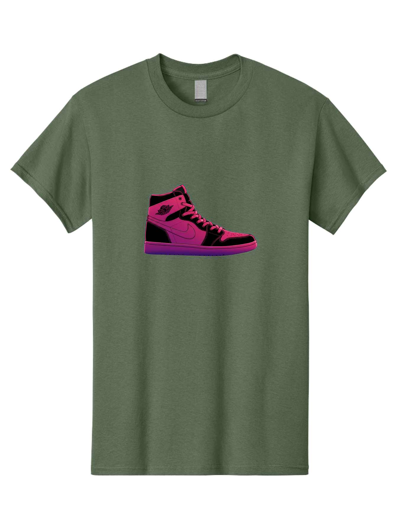 Pink-Nike-High-Top-Sneaker Men'S Graphic Tee, 100% Cotton, Comfortable Casual Summer Wear, Machine Washable, Sneaker Art, Pink And Black Design, Nike Air Jordan 1, High-Top Sneakers, Streetwear Fashion, Iconic Logo, Urban Style, Bab192