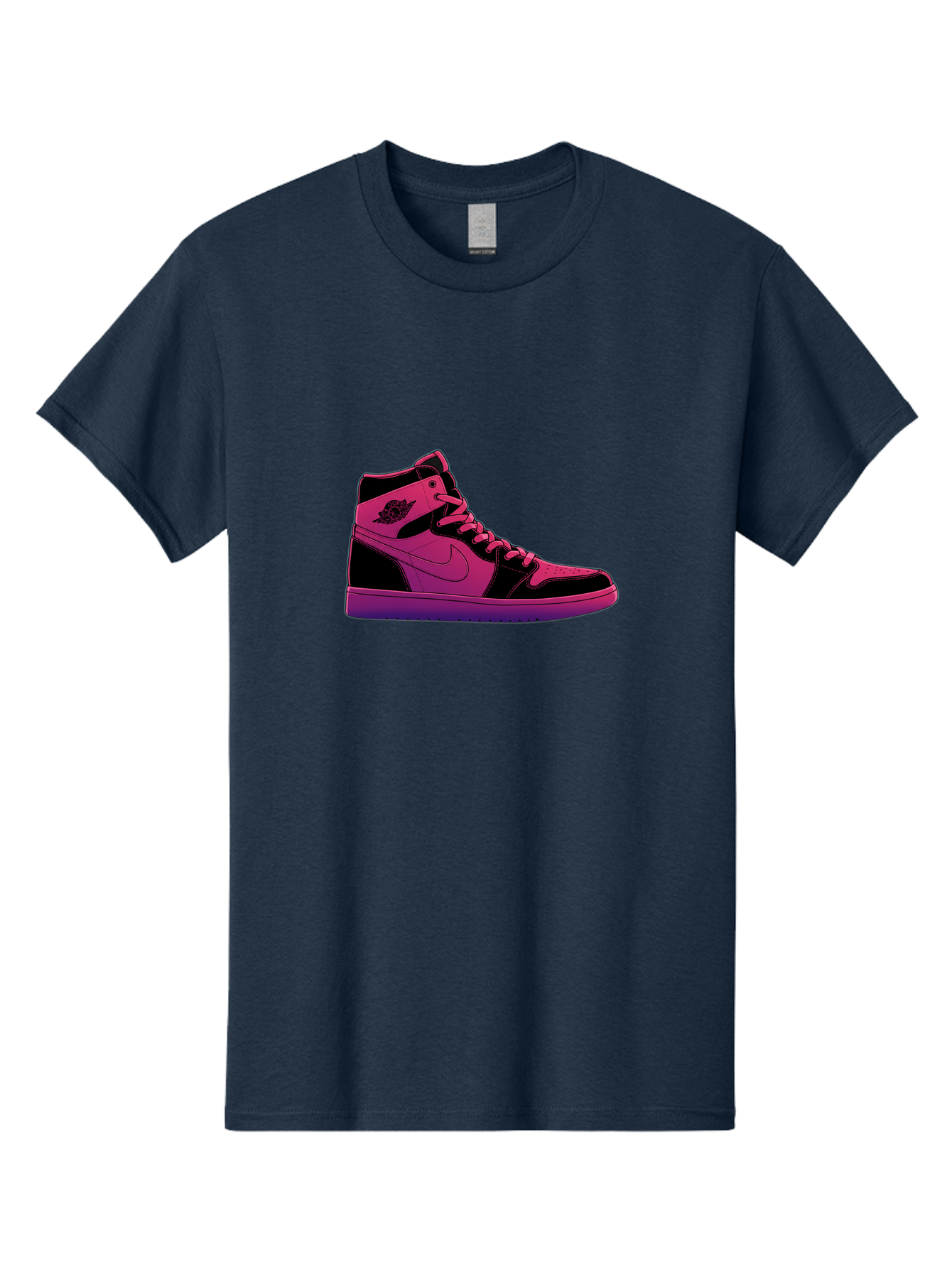 Pink-Nike-High-Top-Sneaker Men'S Graphic Tee, 100% Cotton, Comfortable Casual Summer Wear, Machine Washable, Sneaker Art, Pink And Black Design, Nike Air Jordan 1, High-Top Sneakers, Streetwear Fashion, Iconic Logo, Urban Style, Bab192