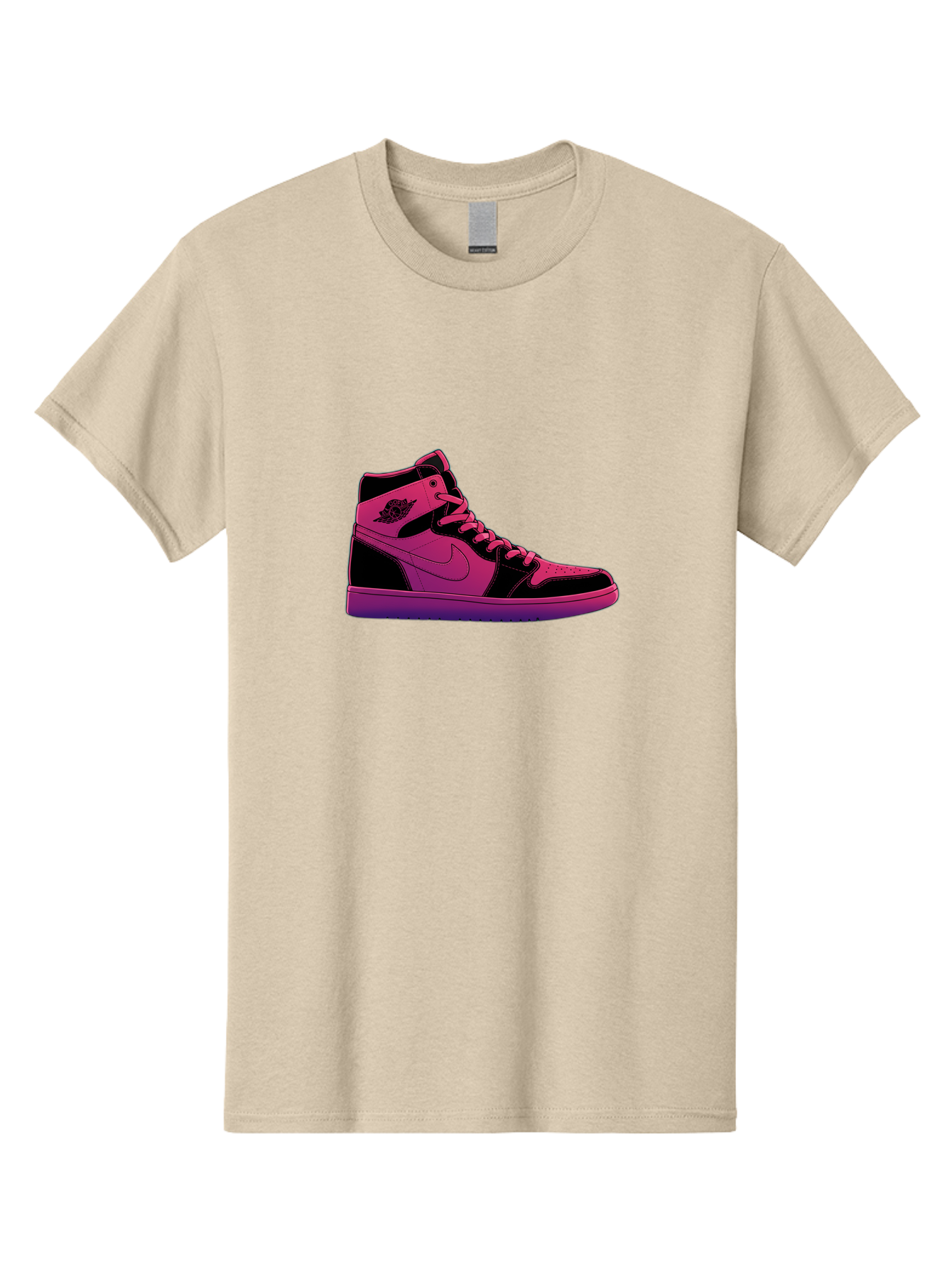 Pink-Nike-High-Top-Sneaker Men'S Graphic Tee, 100% Cotton, Comfortable Casual Summer Wear, Machine Washable, Sneaker Art, Pink And Black Design, Nike Air Jordan 1, High-Top Sneakers, Streetwear Fashion, Iconic Logo, Urban Style, Bab192