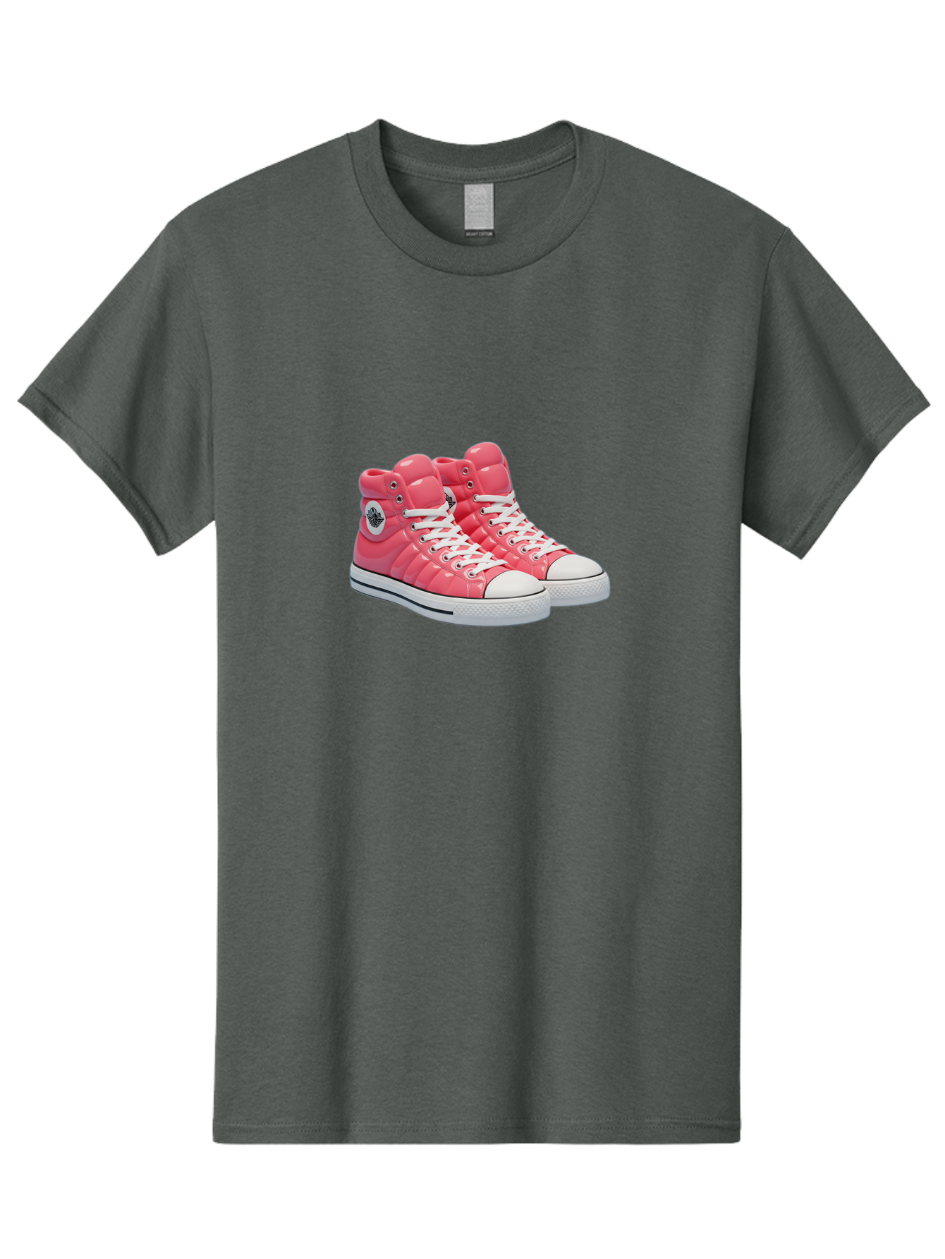 Pink-Padded-Converse Men'S Graphic Tee, 100% Cotton, Comfortable Casual Summer Wear, Machine Washable, Pink Puffer Converse Sneakers, High-Top Sneakers, Fashion Footwear, Bold Style, Statement Shoes, Athletic Wear, Trendy Kicks, White Laces, Bab193