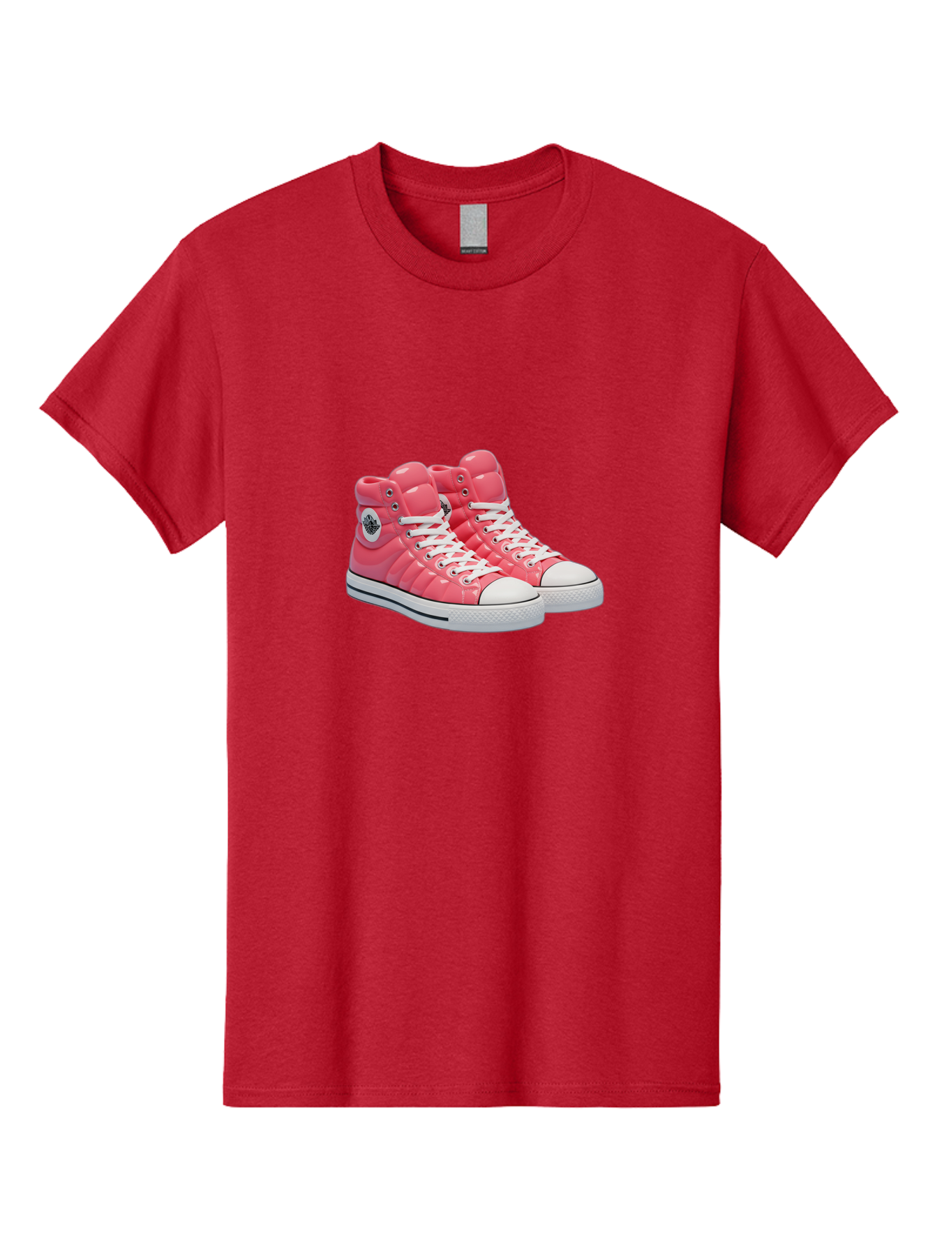 Pink-Padded-Converse Men'S Graphic Tee, 100% Cotton, Comfortable Casual Summer Wear, Machine Washable, Pink Puffer Converse Sneakers, High-Top Sneakers, Fashion Footwear, Bold Style, Statement Shoes, Athletic Wear, Trendy Kicks, White Laces, Bab193