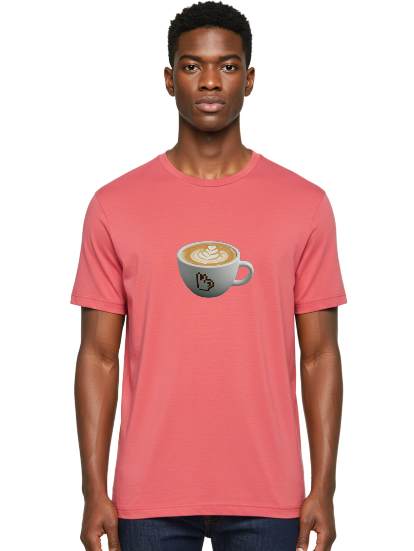 Pixel-Art-Coffee-Cup Men'S Graphic Tee, 100% Cotton, Comfortable Casual Summer Wear, Machine Washable, Cup Of Coffee, Latte Art, Coffee Beverage, Morning Pick-Me-Up, Daily Grind, Caffeine Fix, Pixel Art Design, Coffee Culture Bab198