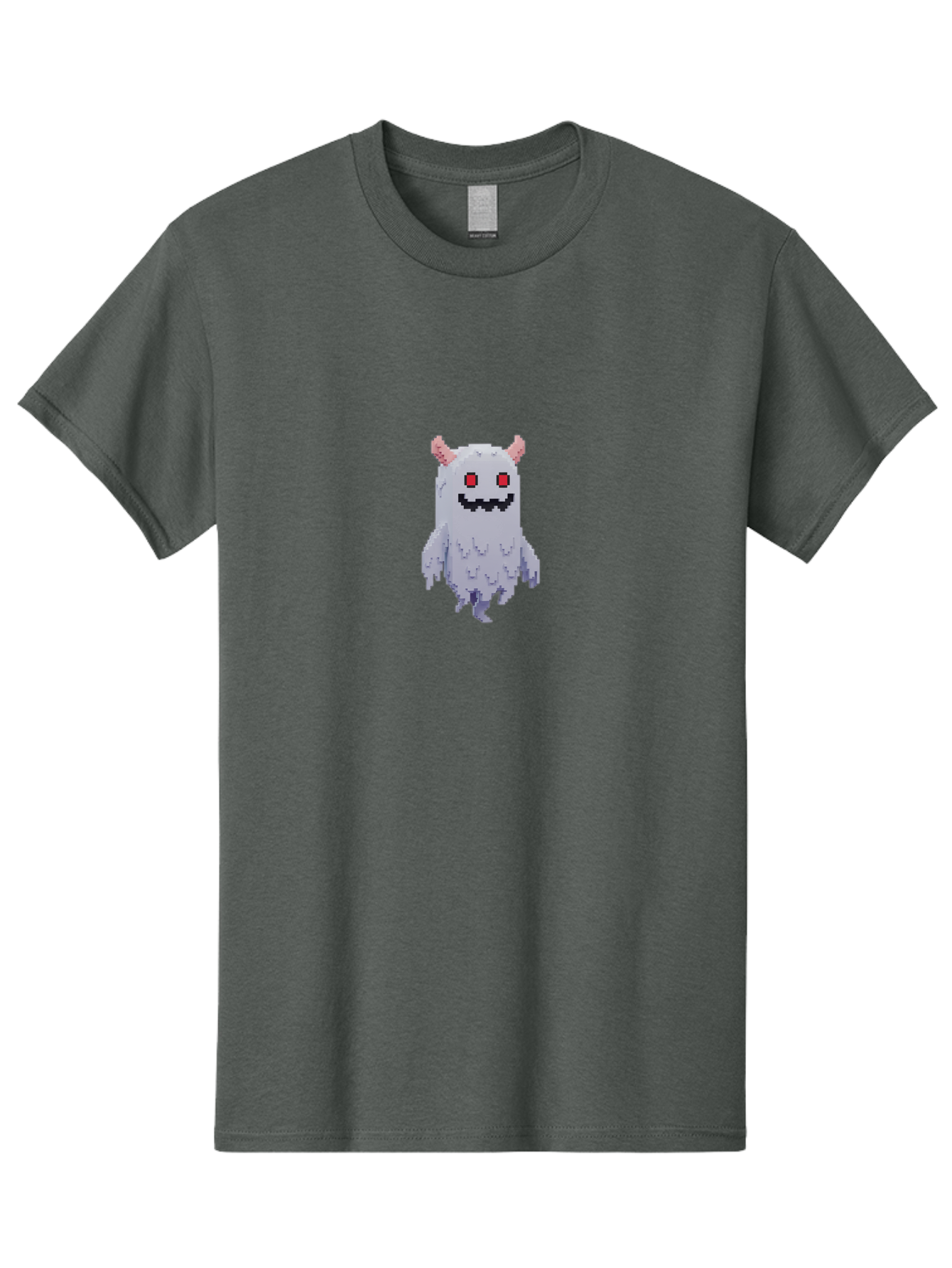 Pixel-Monster Men'S Graphic Tee, 100% Cotton, Comfortable Casual Summer Wear, Machine Washable, Pixel Art Character, Cute Monster, Red Eyes, Black Smile, Pink Horns, Furry Creature, Cartoonish, Fun Design, Playful Graphics, Retro Gaming, Bab200