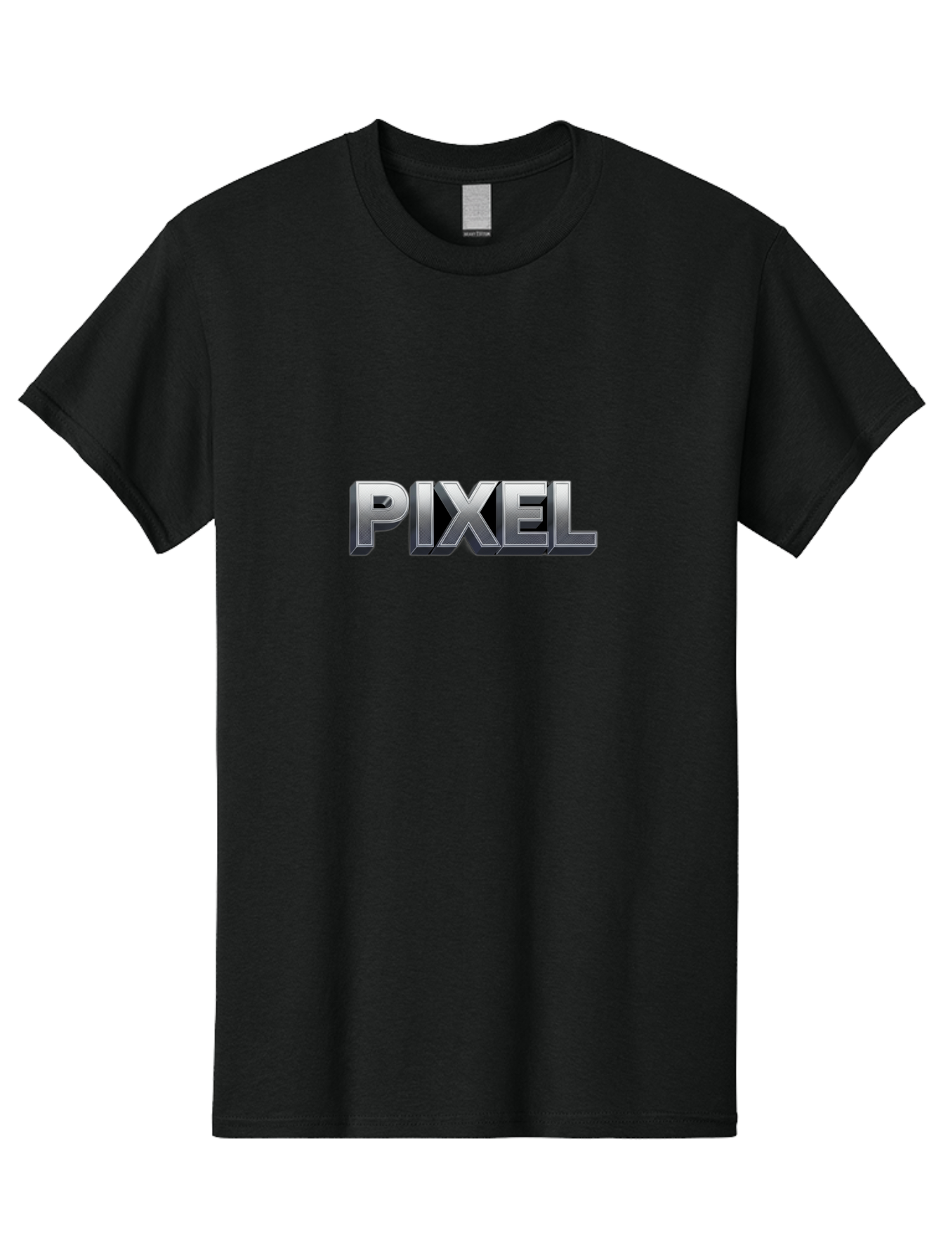Pixel Men'S Graphic Tee, 100% Cotton, Comfortable Casual Summer Wear, Machine Washable, Pixel Art, Digital Graphics, Metallic Text, Chrome Effect, 3D Typography, Video Game Style, Graphic Design Element Bab201