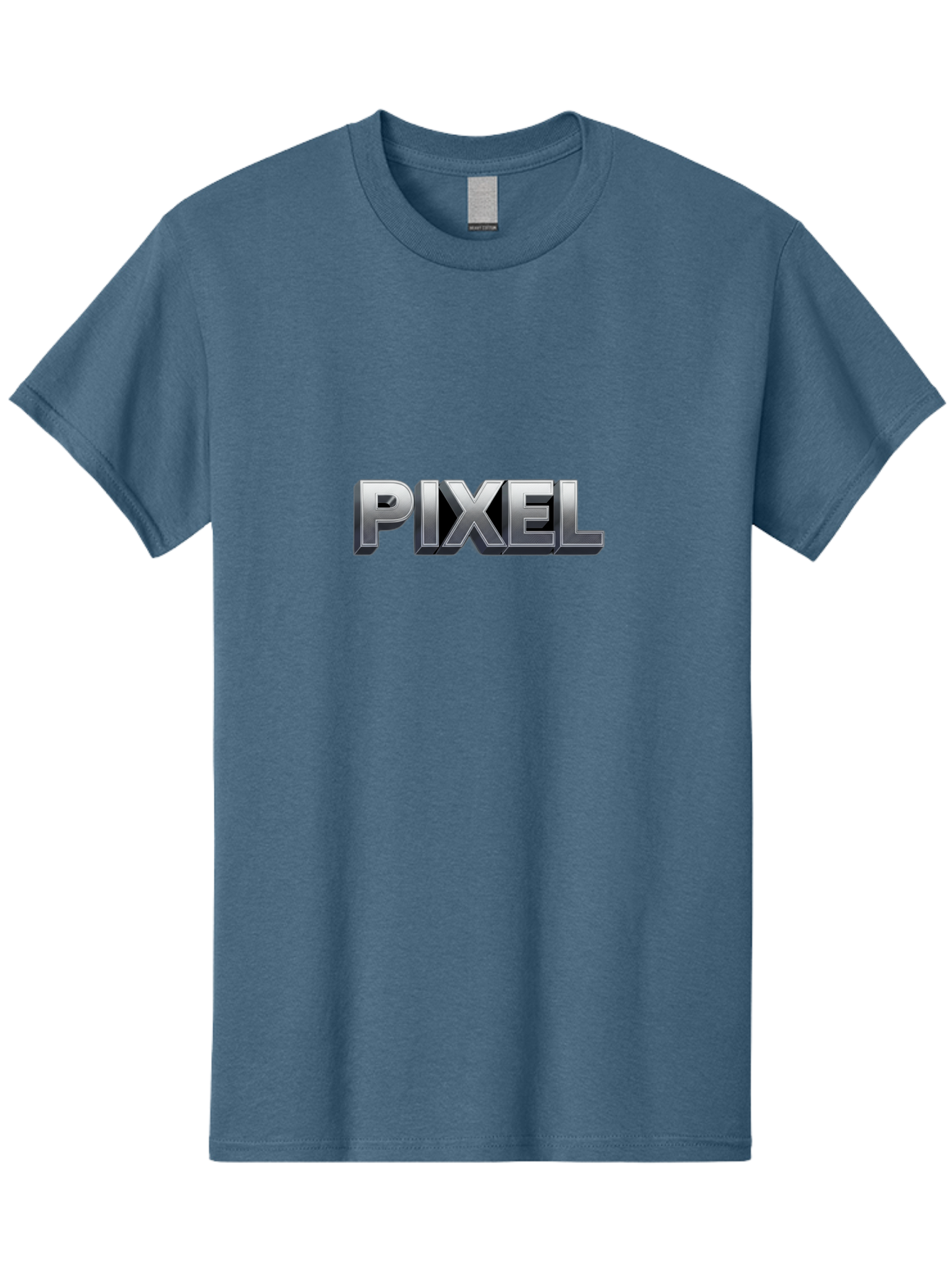 Pixel Men'S Graphic Tee, 100% Cotton, Comfortable Casual Summer Wear, Machine Washable, Pixel Art, Digital Graphics, Metallic Text, Chrome Effect, 3D Typography, Video Game Style, Graphic Design Element Bab201