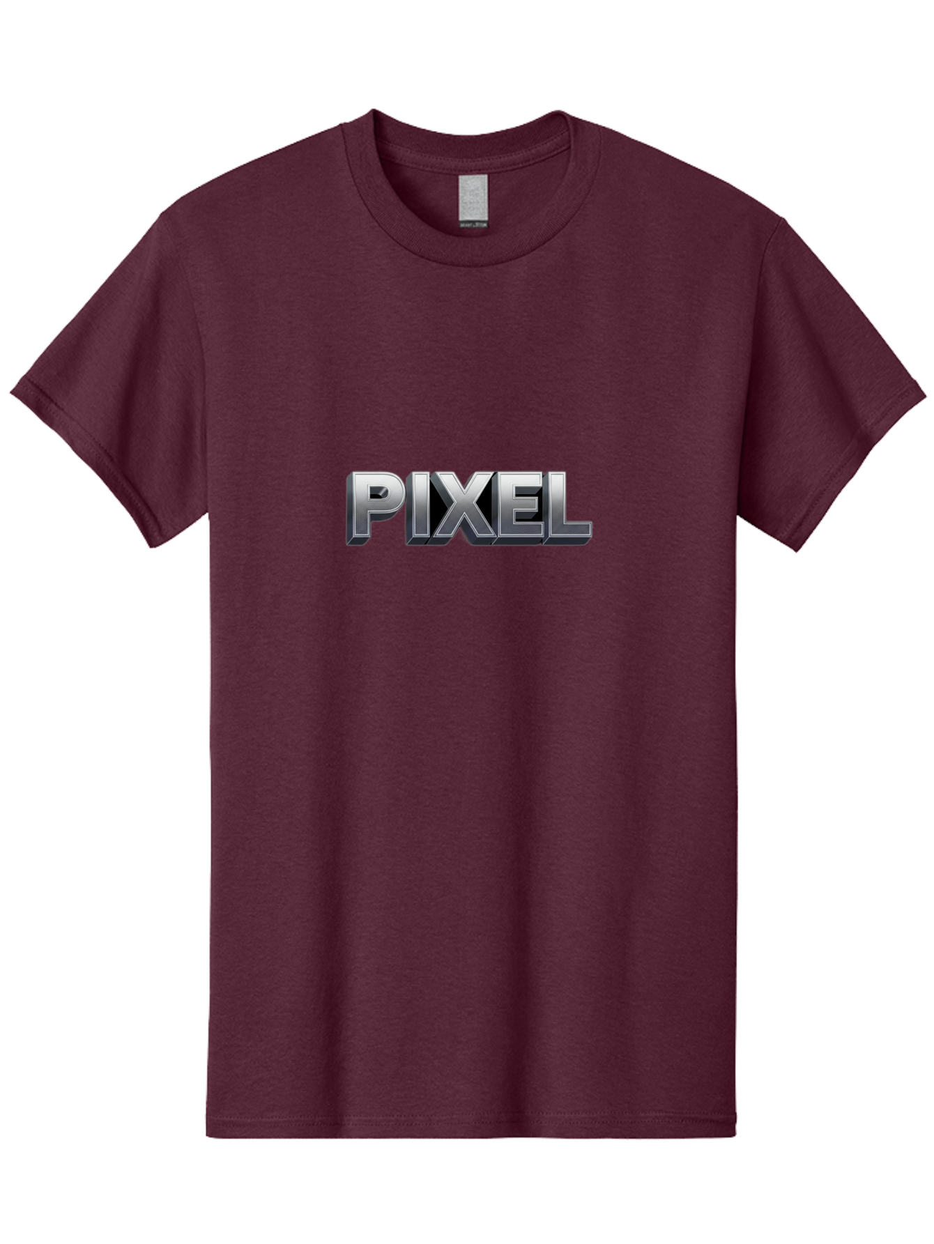 Pixel Men'S Graphic Tee, 100% Cotton, Comfortable Casual Summer Wear, Machine Washable, Pixel Art, Digital Graphics, Metallic Text, Chrome Effect, 3D Typography, Video Game Style, Graphic Design Element Bab201